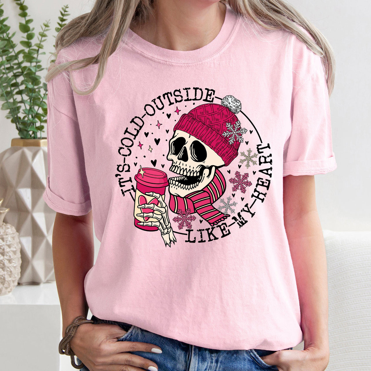 It's Cold Outside Skeleton Heart Valentine's Day Limited Edition Comfort Colors Tee