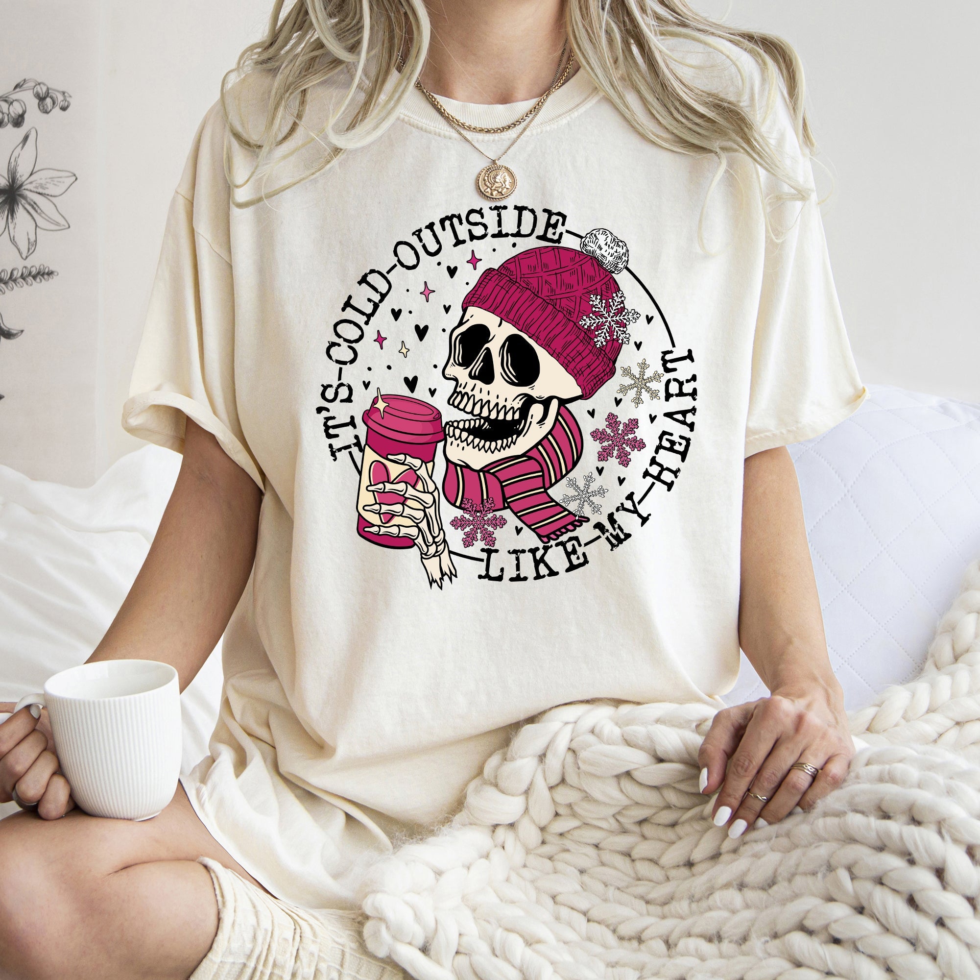 It's Cold Outside Skeleton Heart Valentine's Day Limited Edition Comfort Colors Tee