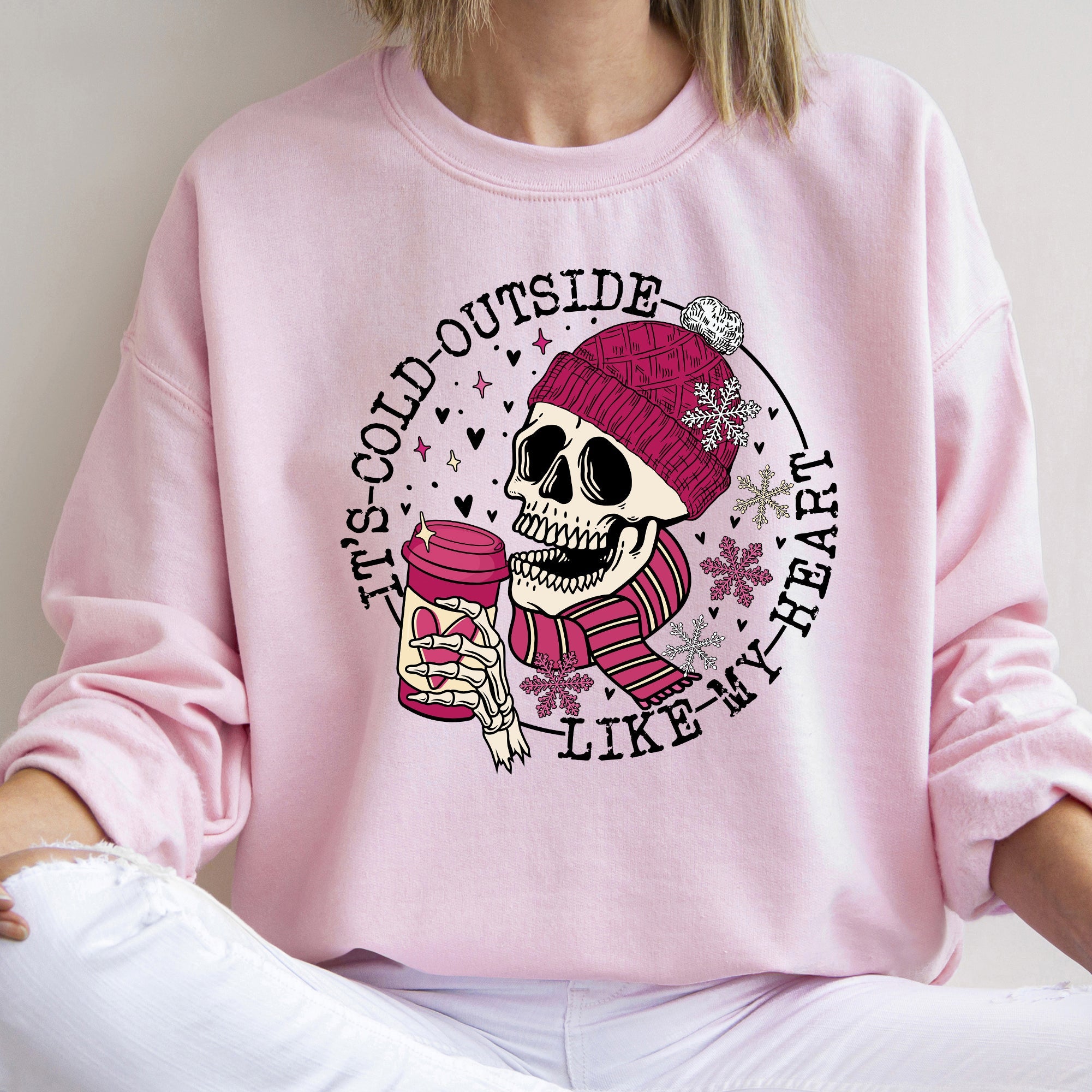 It's Cold Outside Skeleton Heart Valentine's Day Cozy Winter Holiday Edition Sweatshirt