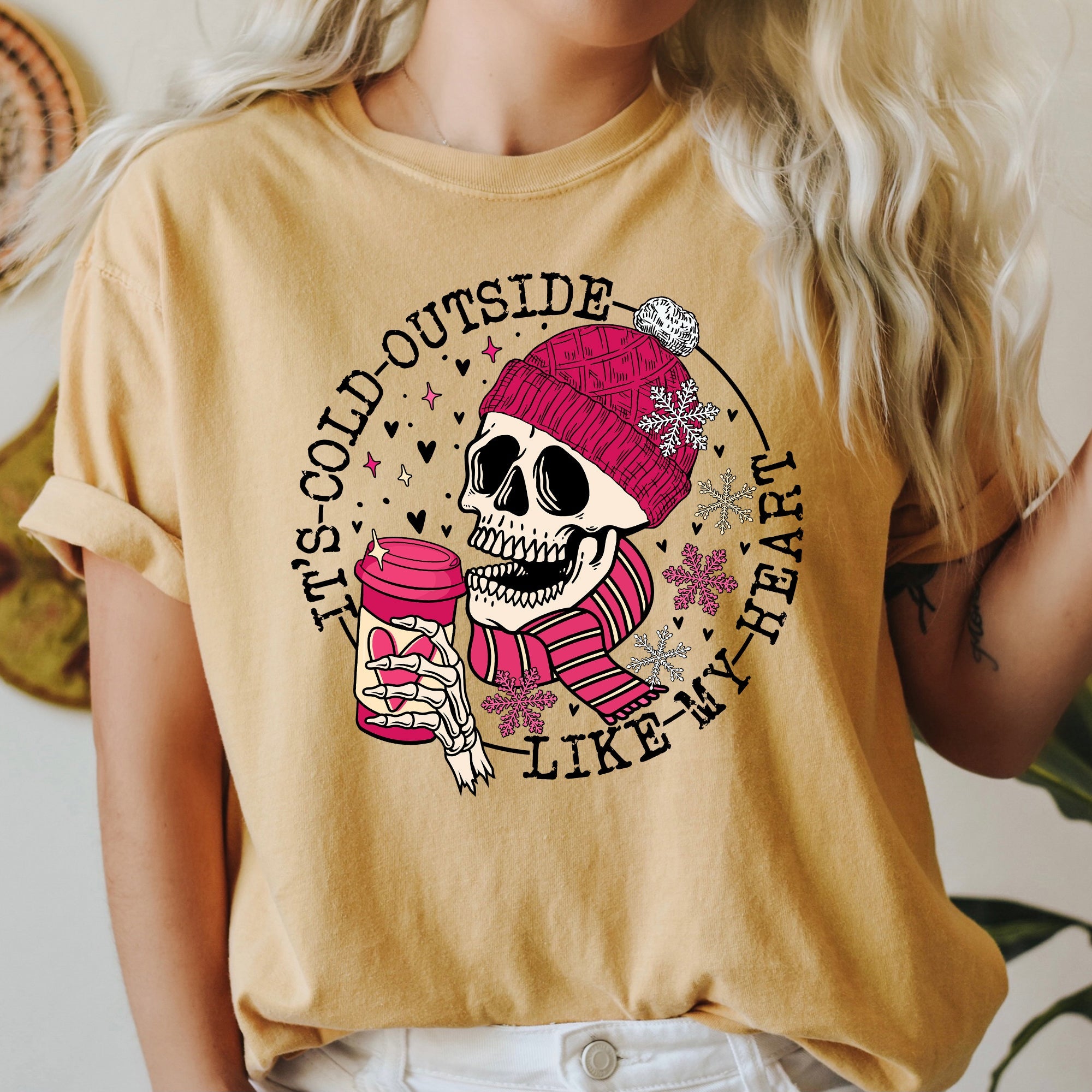 It's Cold Outside Skeleton Heart Valentine's Day Limited Edition Comfort Colors Tee