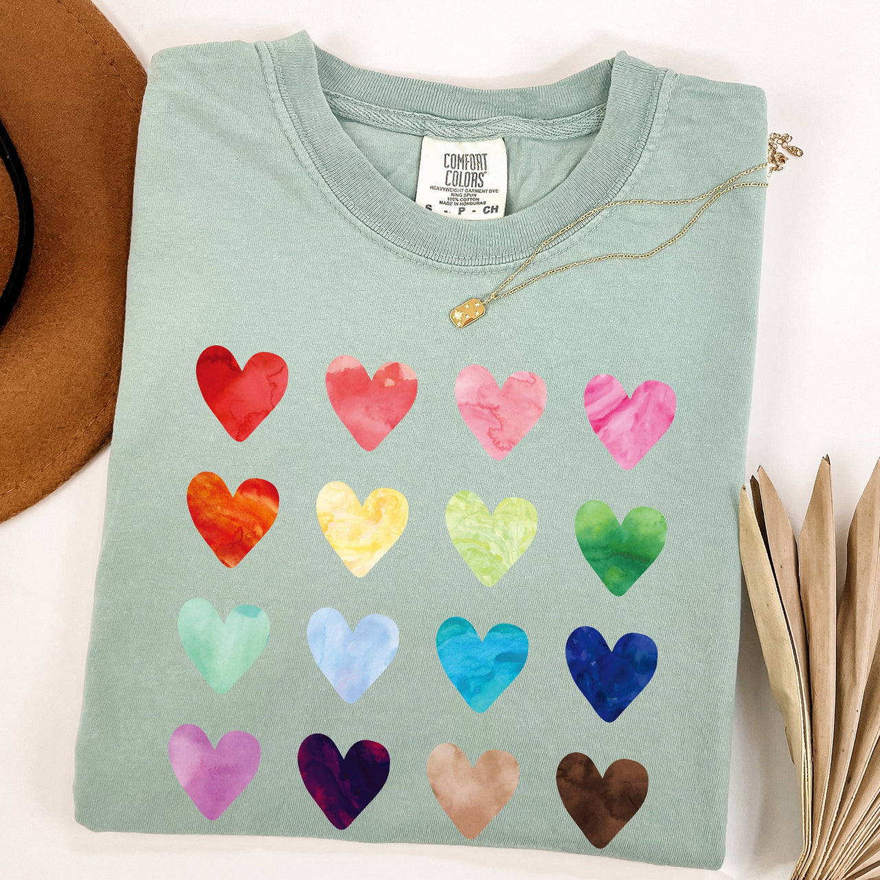 Colorful Hearts Rainbow Love Valentine's Day Celebration Theme Comfort Colors Tee