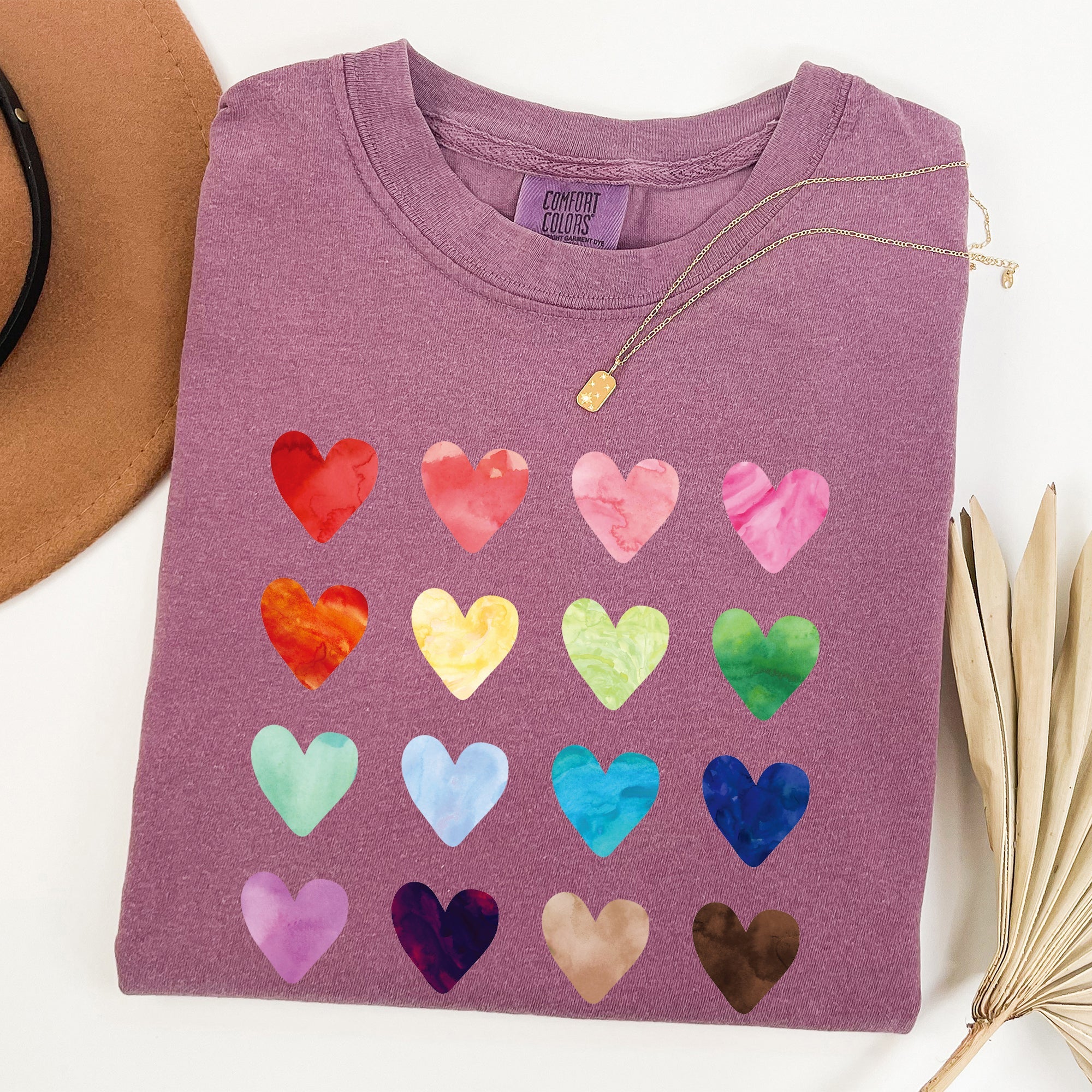 Colorful Hearts Rainbow Love Valentine's Day Celebration Theme Comfort Colors Tee