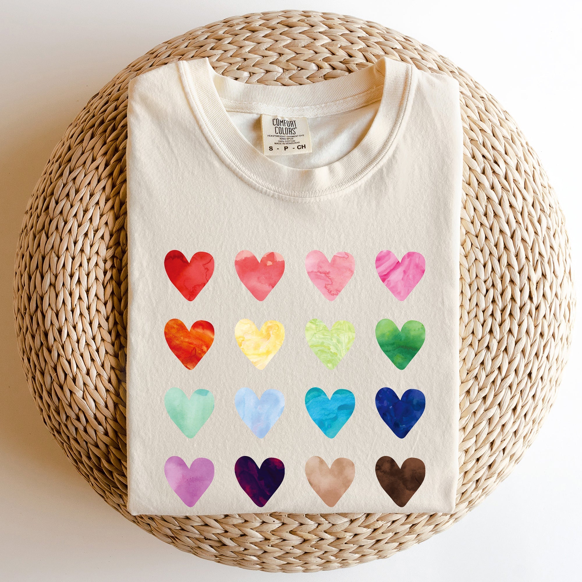 Colorful Hearts Rainbow Love Valentine's Day Celebration Theme Comfort Colors Tee