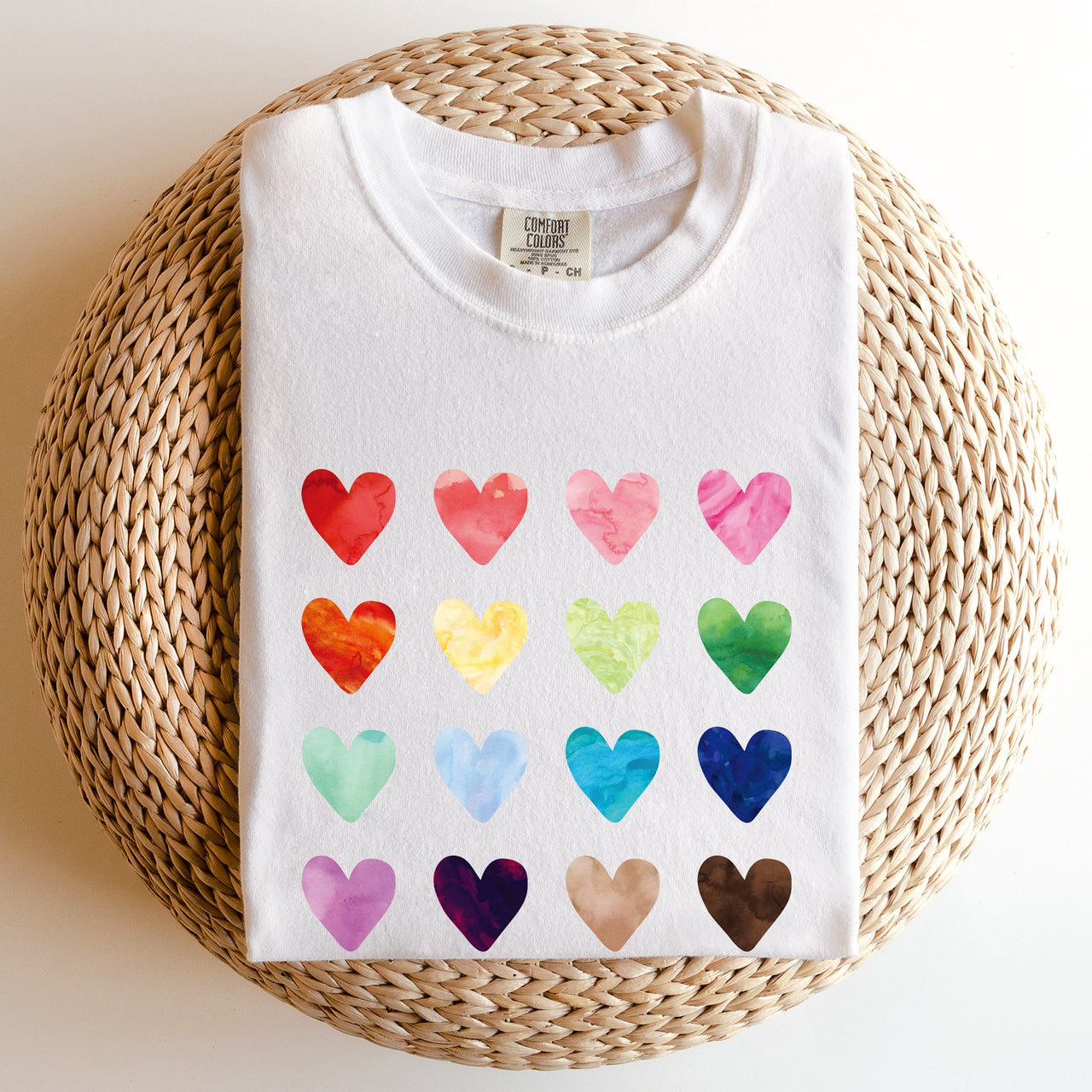 Colorful Hearts Rainbow Love Valentine's Day Celebration Theme Comfort Colors Tee