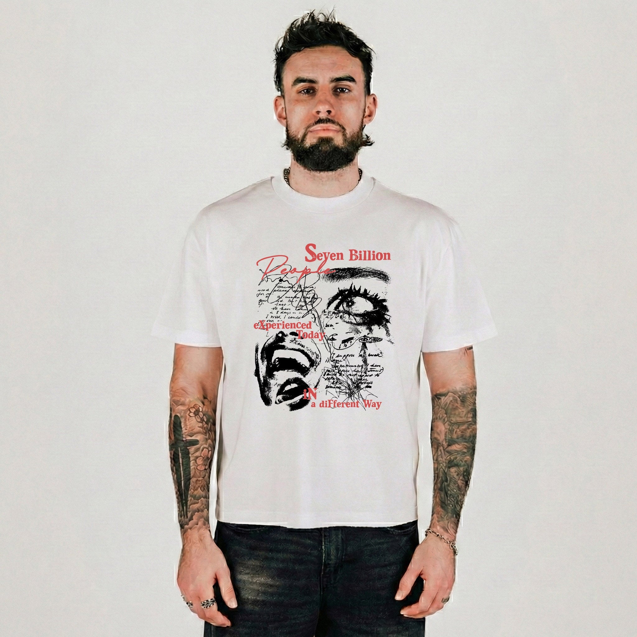 Compliments Seven Billion People White Vintage Shirt