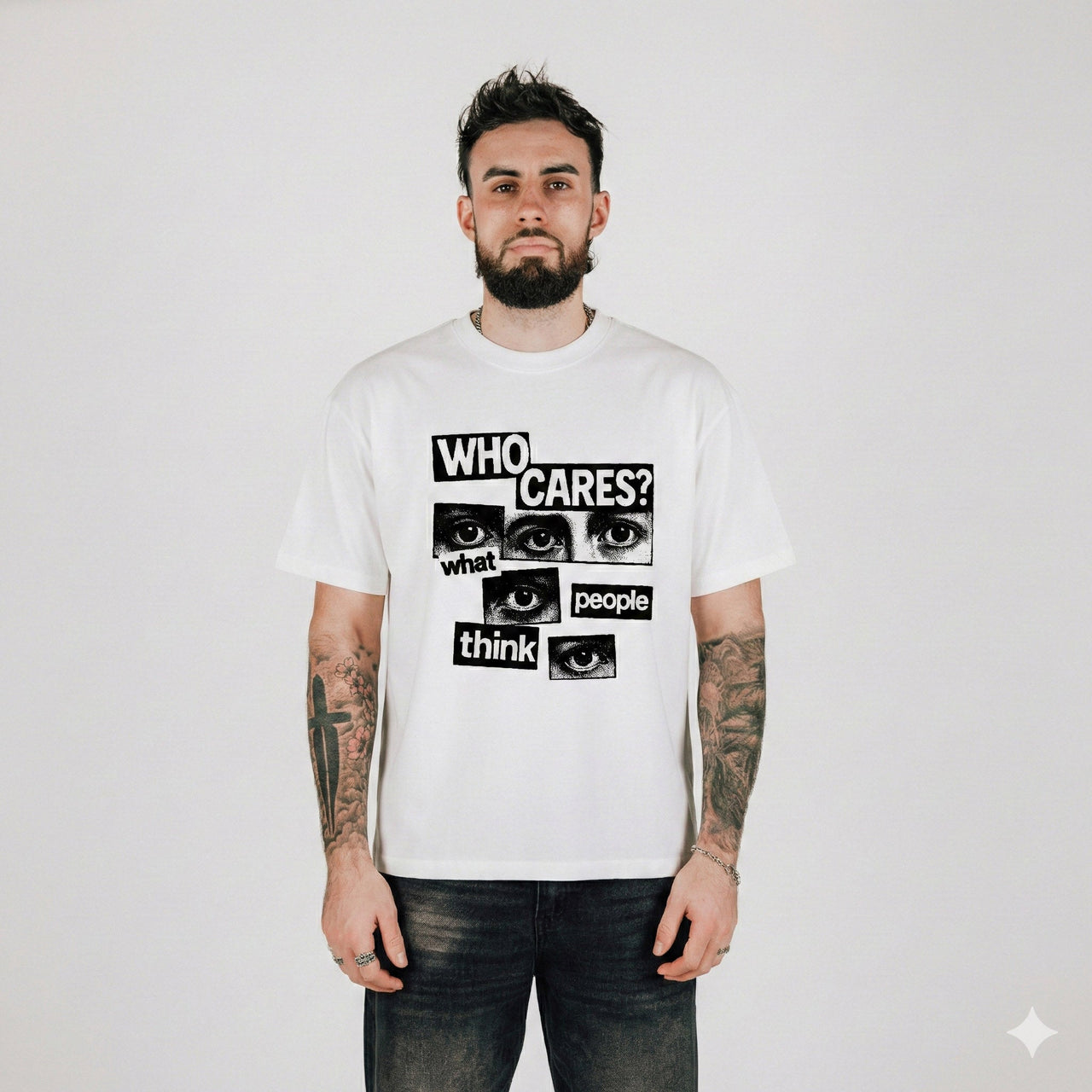 Compliments Who Cares White Vintage Shirt