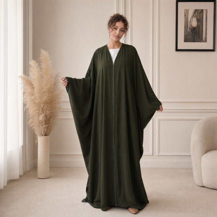 Contrast Piped Batwing Open Abaya(MOA325)