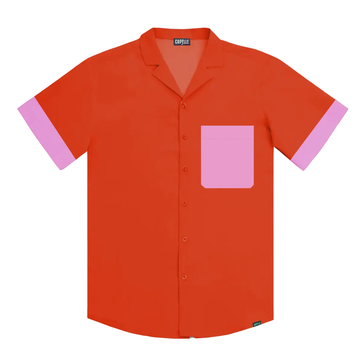 Men’s Short Sleeve Tailored Fit Button-Down Shirt – Coral Flame
