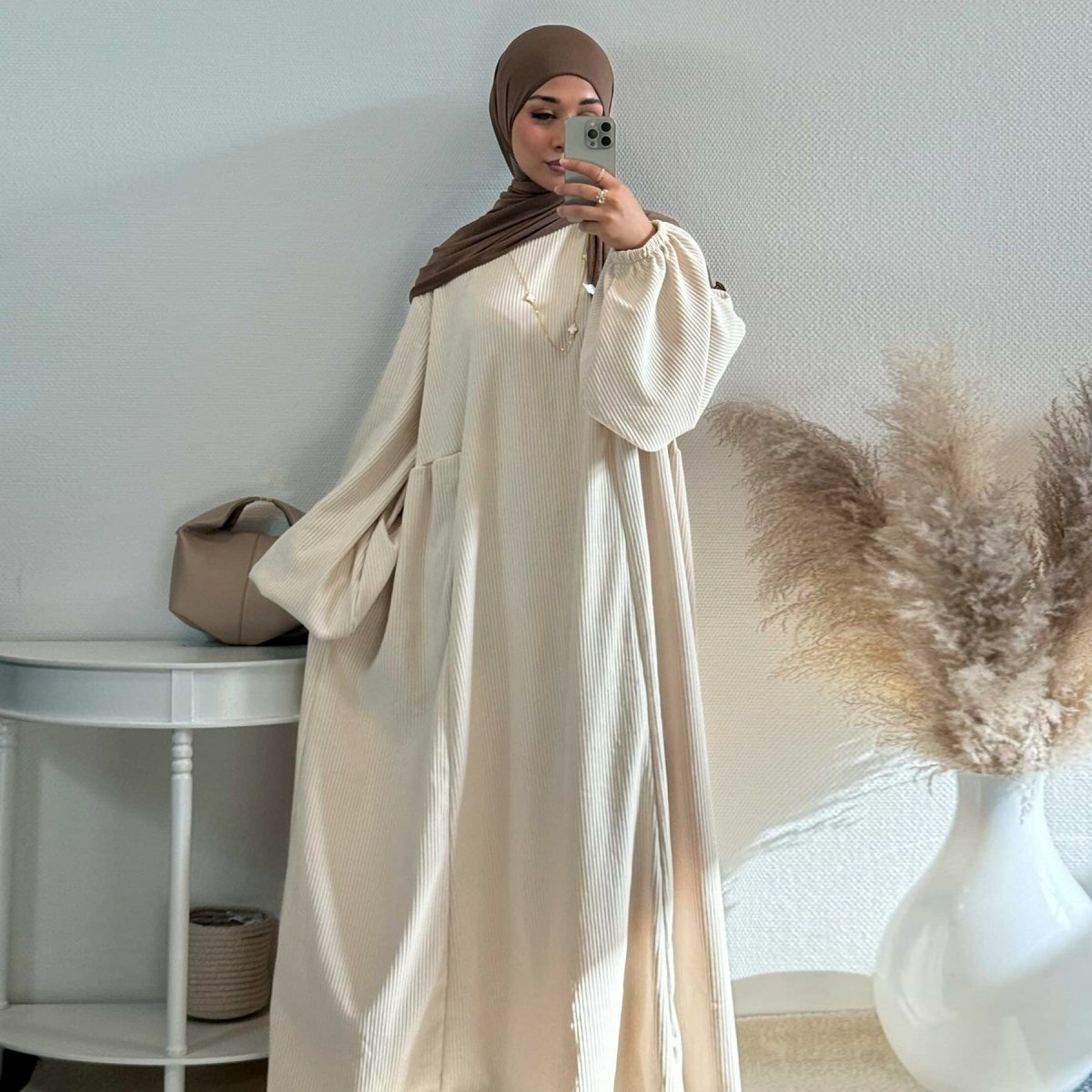 Corduroy Swing Loose Abaya | Corduroy Casual Abaya (MA117)
