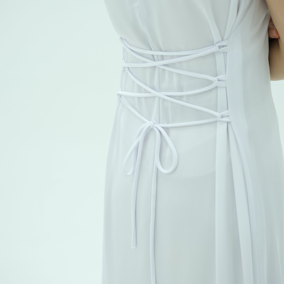 Corset-Back Lace-Up Sleeveless Maxi Dress(MS472)