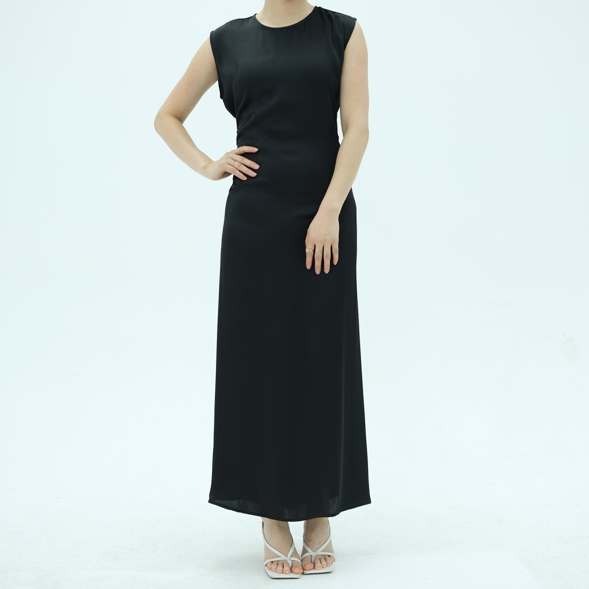 Corset-Back Lace-Up Sleeveless Maxi Dress(MS472)