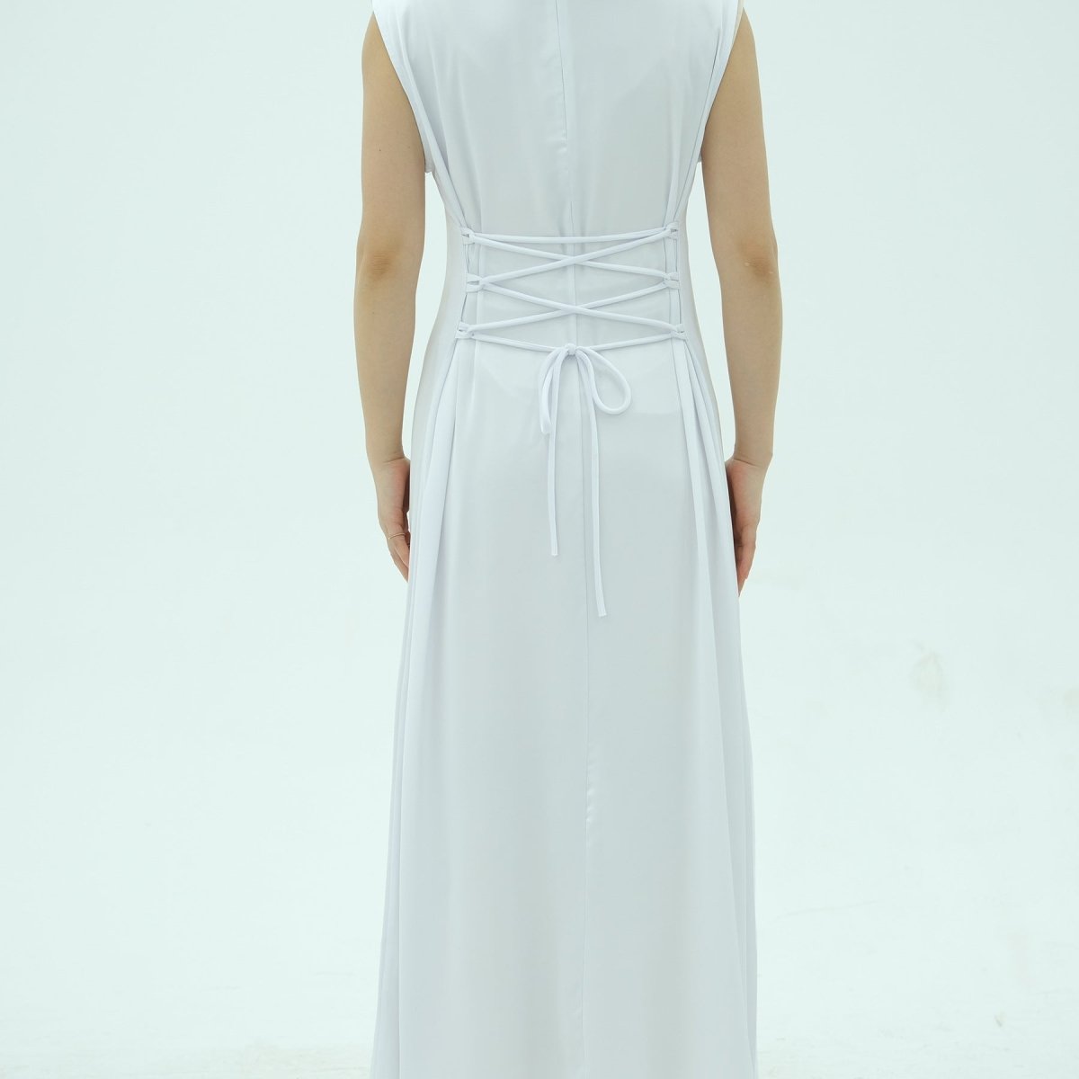 Corset-Back Lace-Up Sleeveless Maxi Dress(MS472)