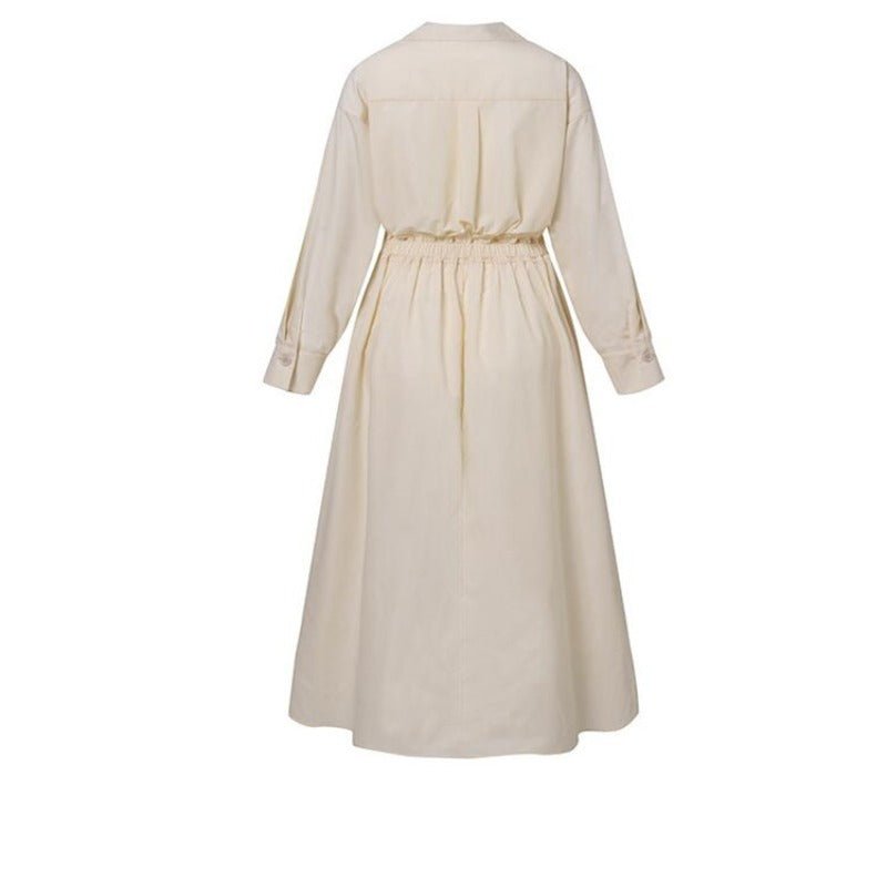 Polo Collar Long Sleeve Maxi Dress(MS116)