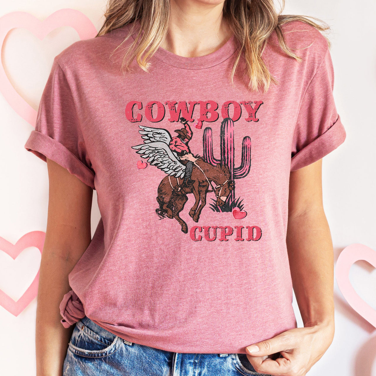 Cowboy Cupid Horse Western Country Valentine's Day Vintage Western Romance Graphic Tee