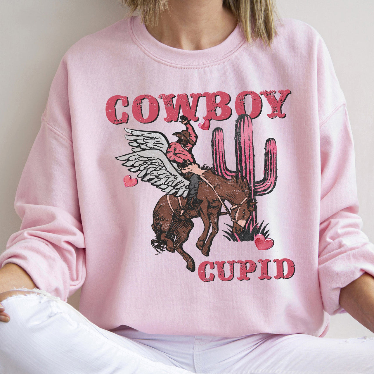 Cowboy Cupid Western Horse Romance Valentines Day Celebration Cozy Warm Sweatshirt