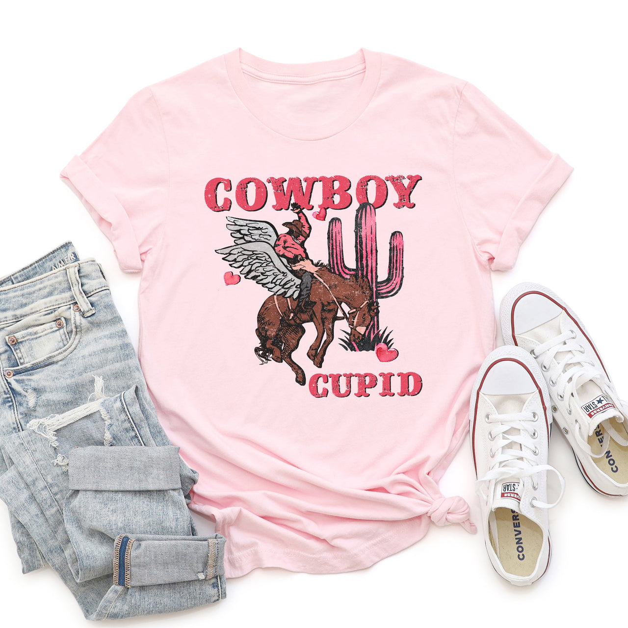 Cowboy Cupid Horse Western Country Valentine's Day Vintage Western Romance Graphic Tee