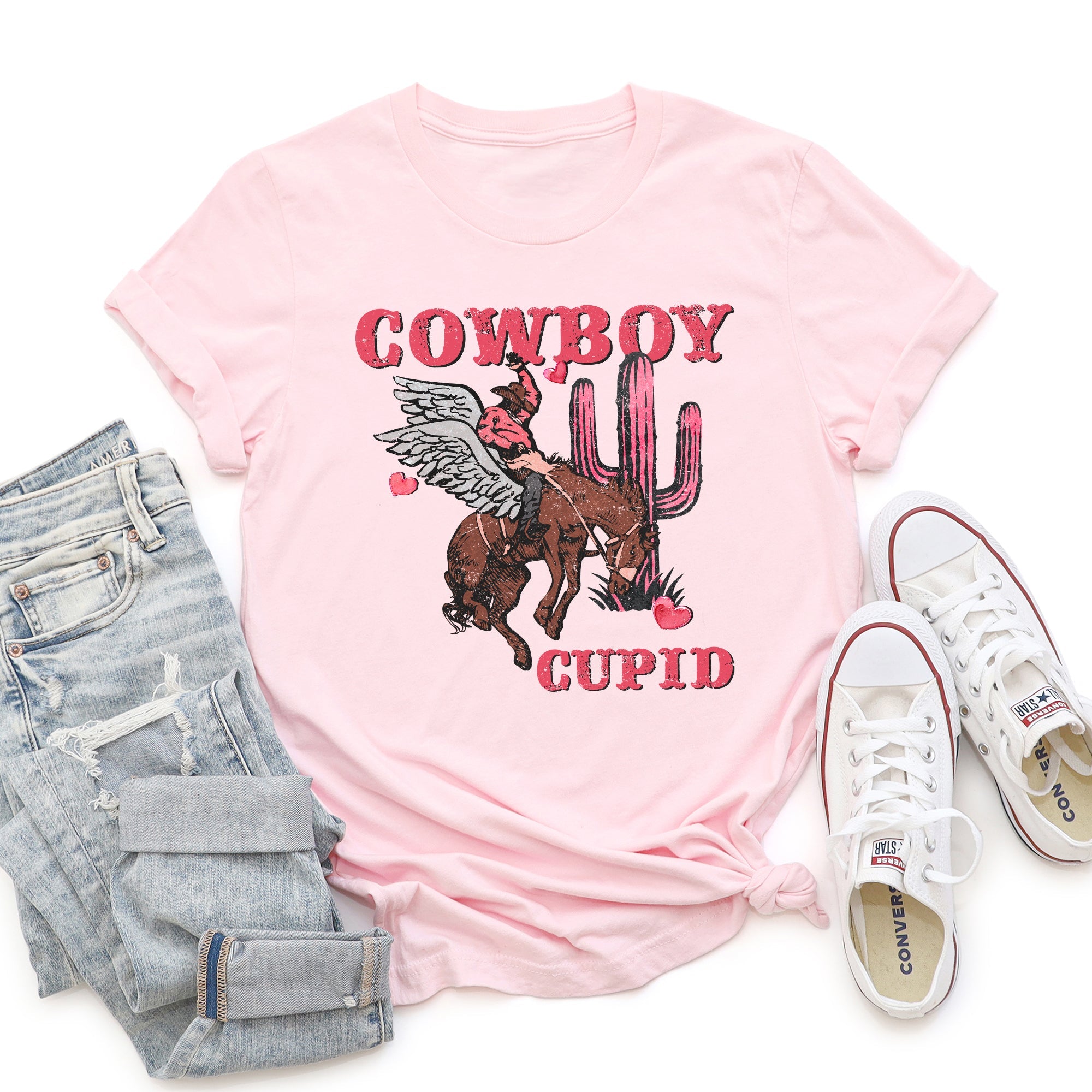 Cowboy Cupid Horse Western Country Valentine's Day Vintage Western Romance Graphic Tee