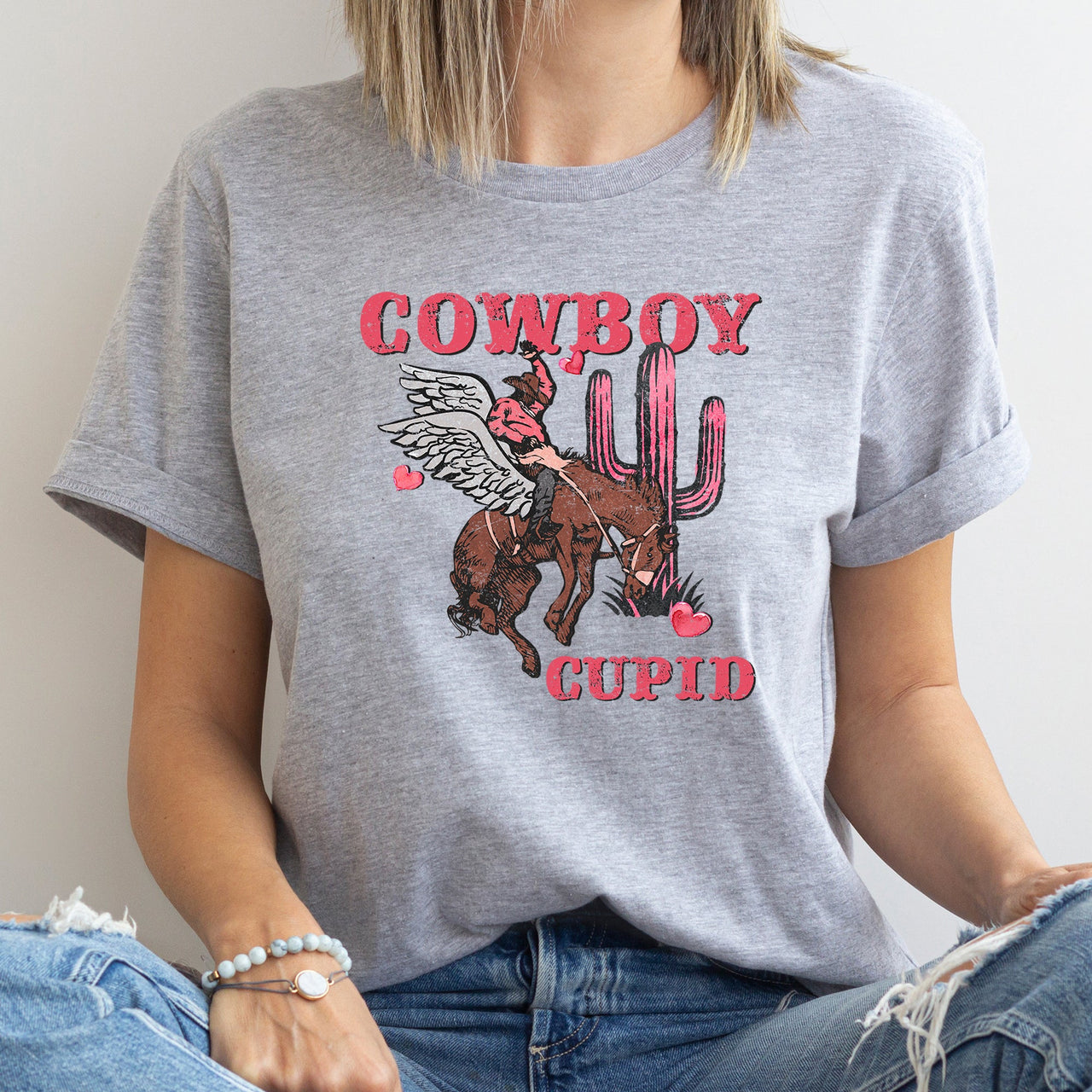 Cowboy Cupid Horse Western Country Valentine's Day Vintage Western Romance Graphic Tee