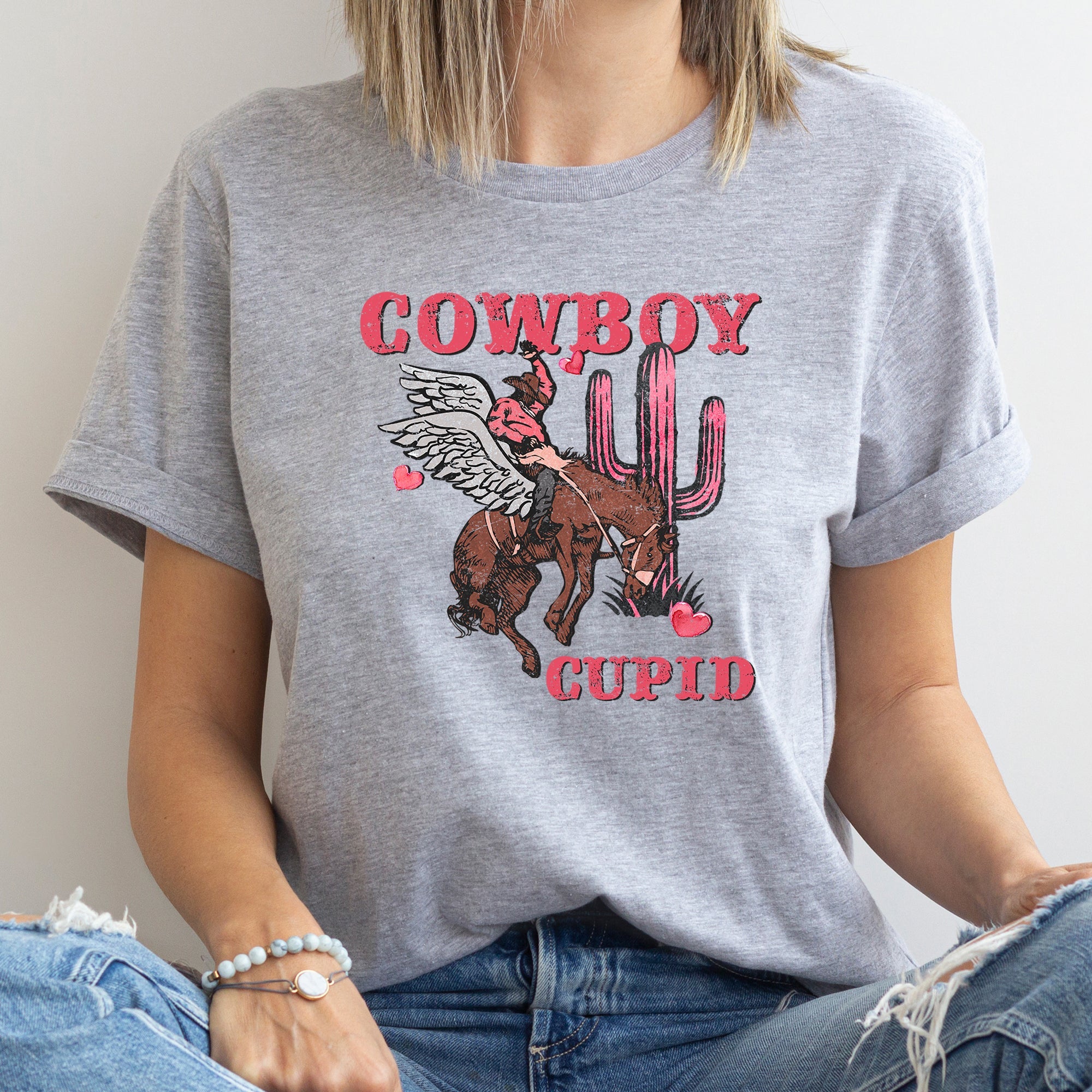 Cowboy Cupid Horse Western Country Valentine's Day Vintage Western Romance Graphic Tee