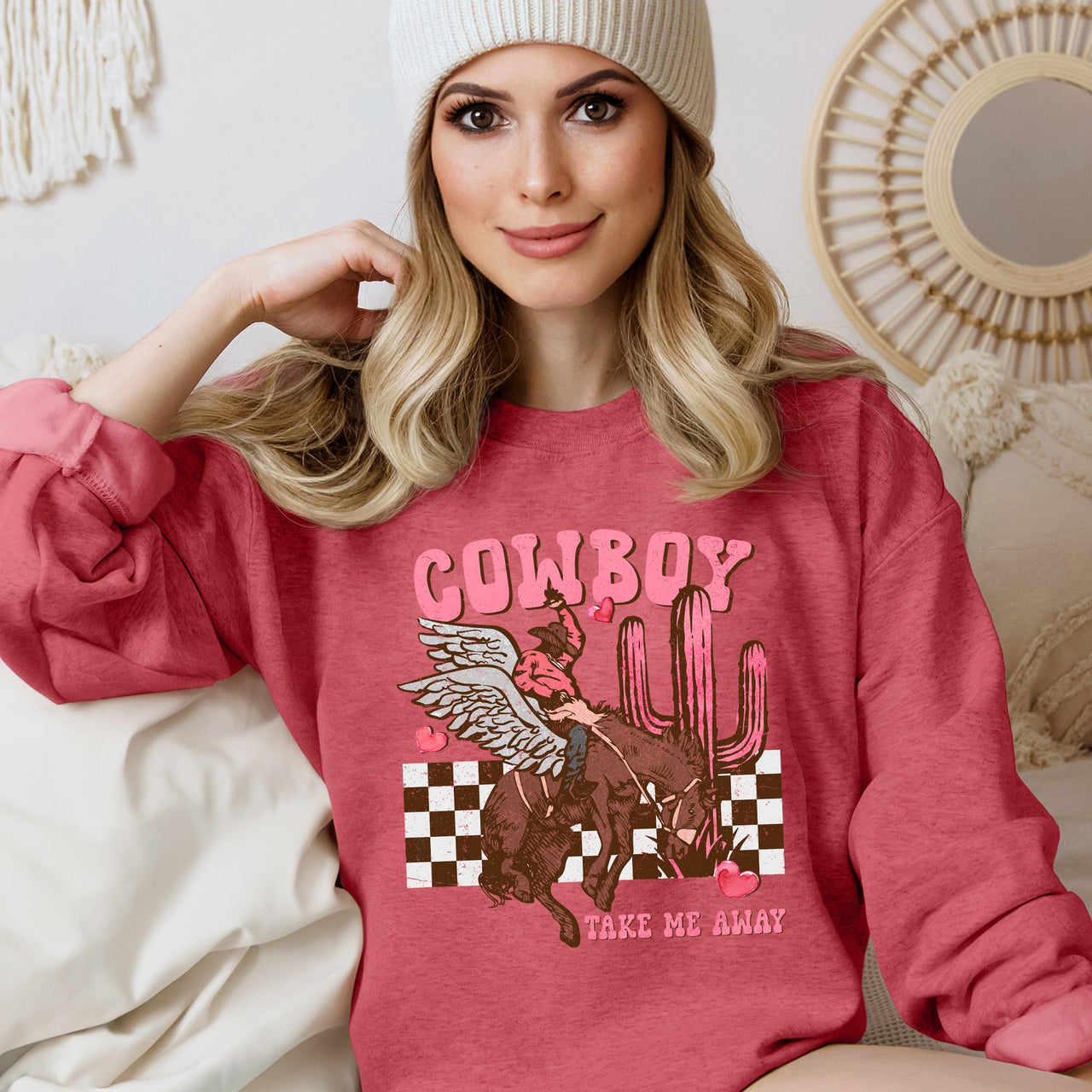 Cowboy Take Me Away Western Country Valentines Day Classic Rustic Vintage Graphic Sweatshirt