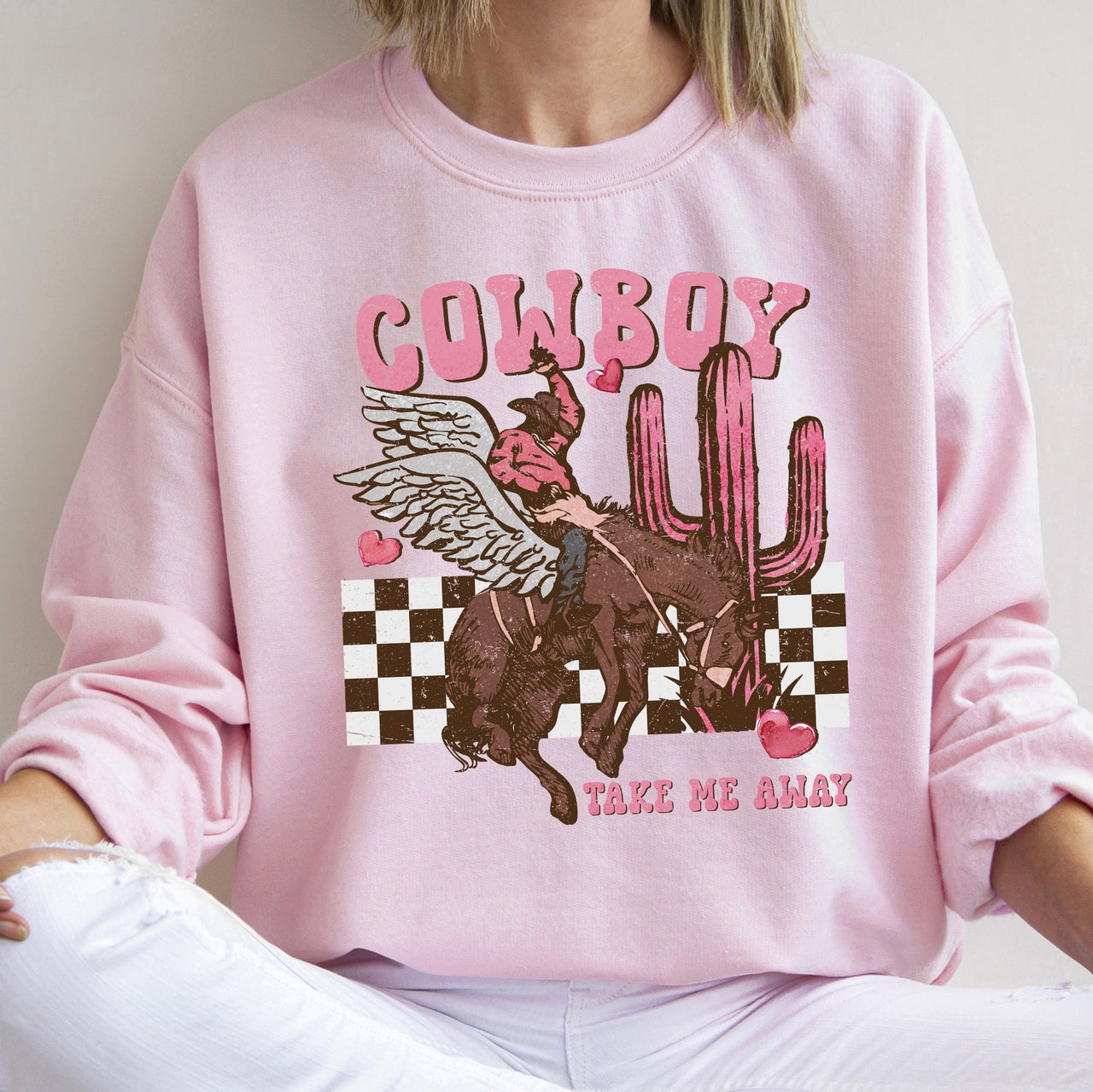 Cowboy Take Me Away Western Country Valentines Day Classic Rustic Vintage Graphic Sweatshirt