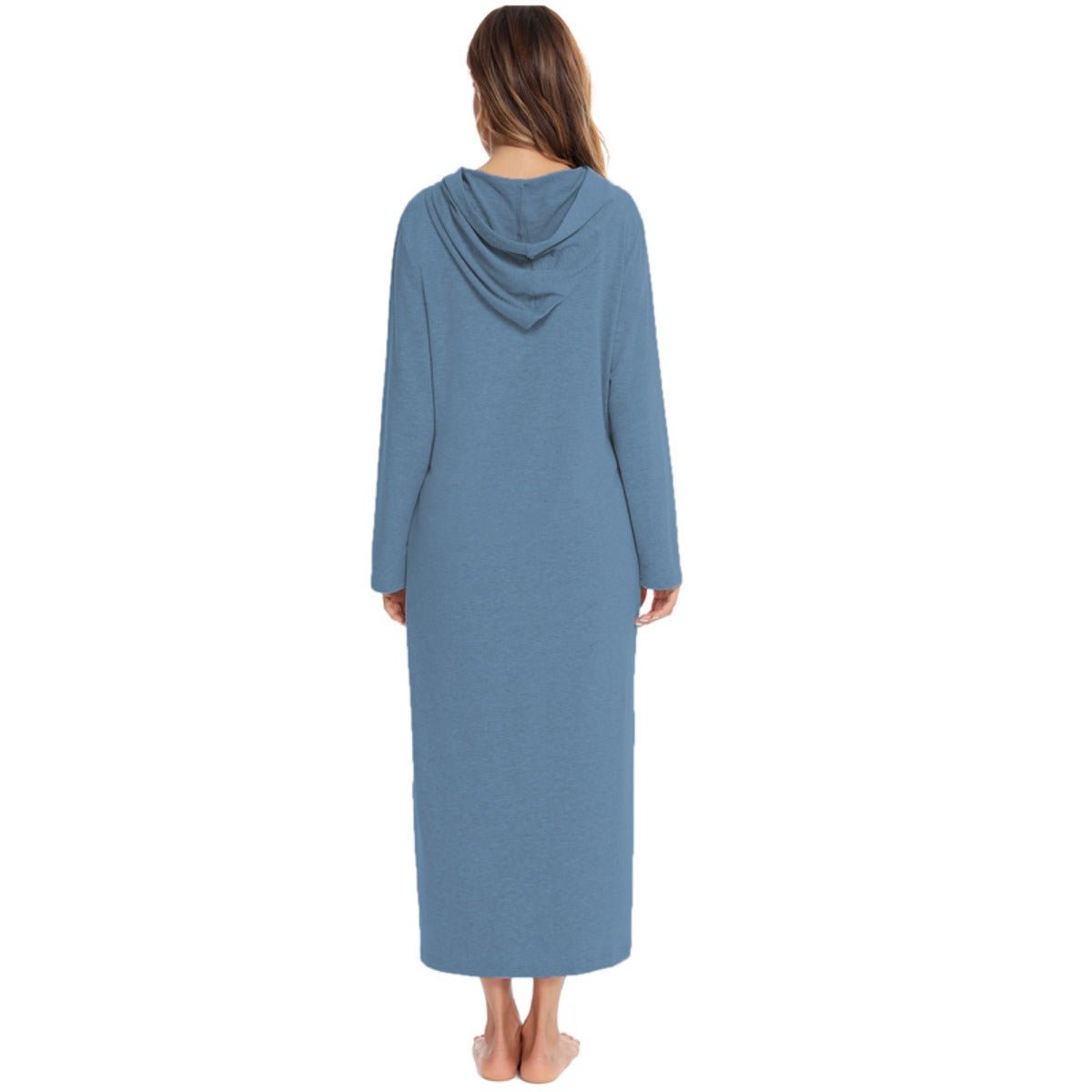 Cozy Longline Zip-Up Cardigan with Pockets | Home Wear Comfort(MS110)
