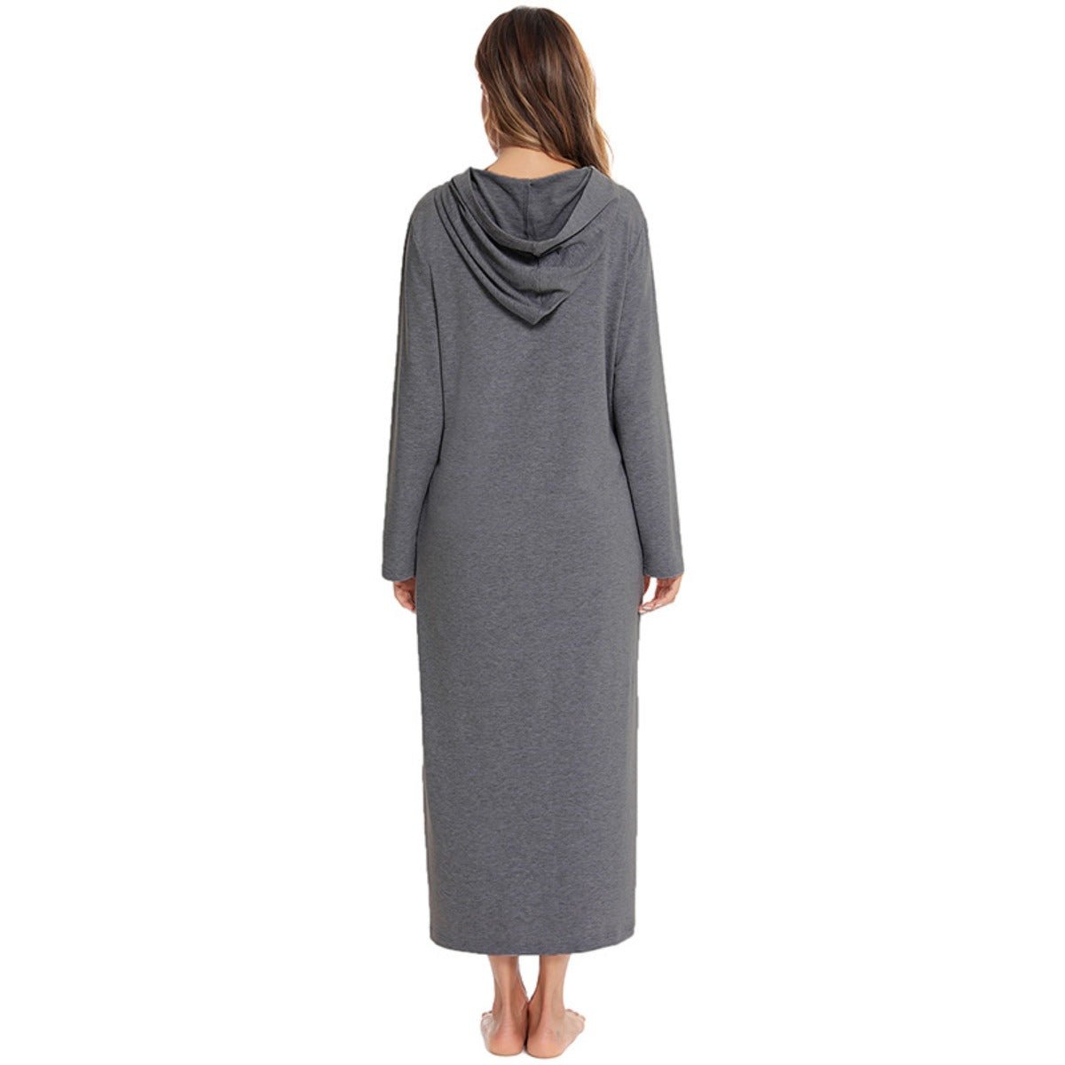 Cozy Longline Zip-Up Cardigan with Pockets | Home Wear Comfort(MS110)