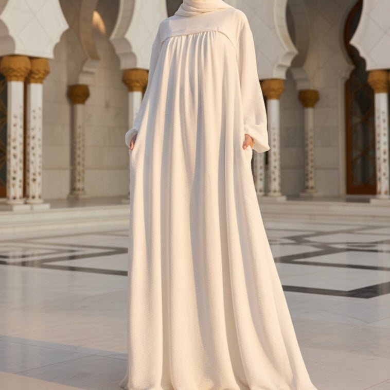 Crepe Abaya with Secure Pockets for Umrah (MA386)