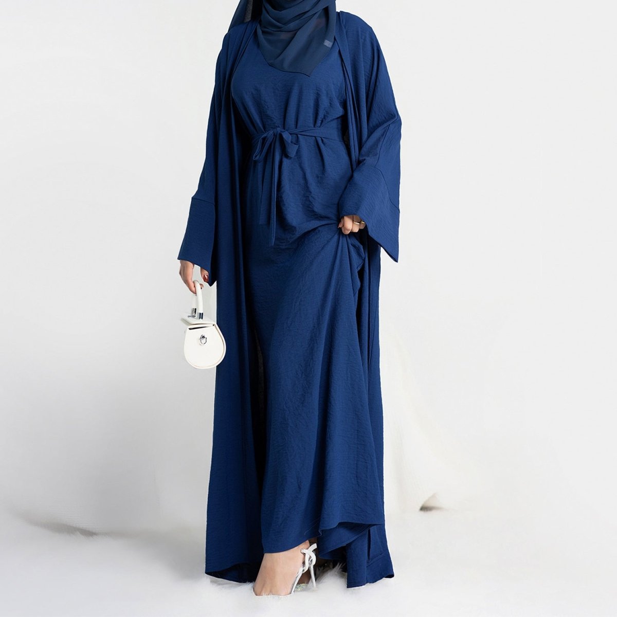 Crepe Pocket Open Abaya 3-Piece Set (MA002)