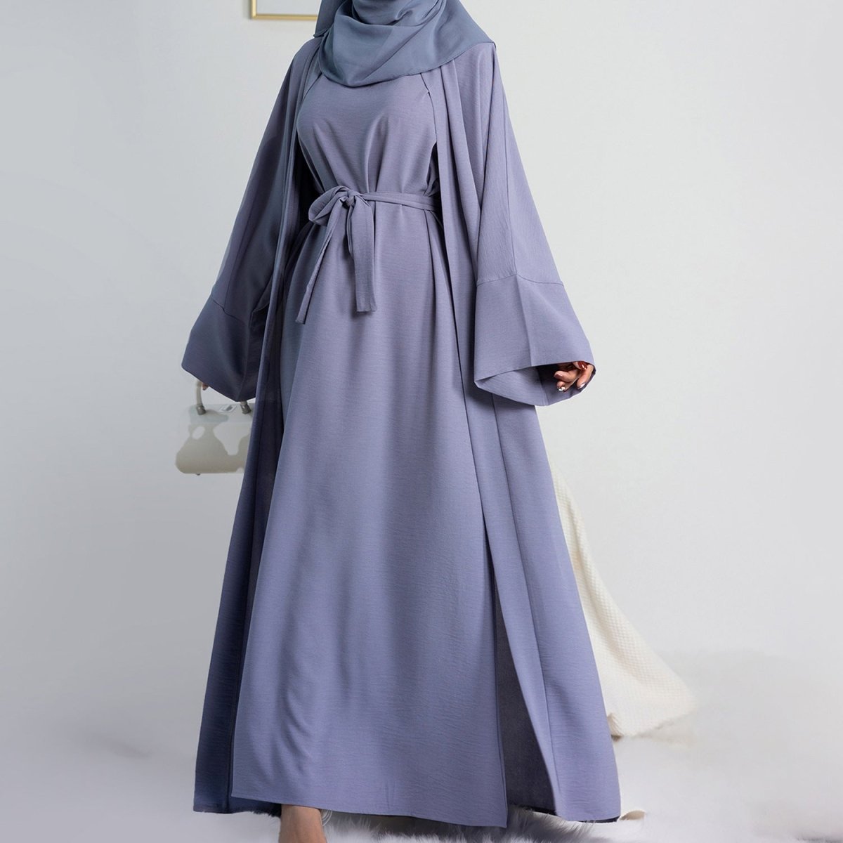 Crepe Pocket Open Abaya 3-Piece Set (MA002)