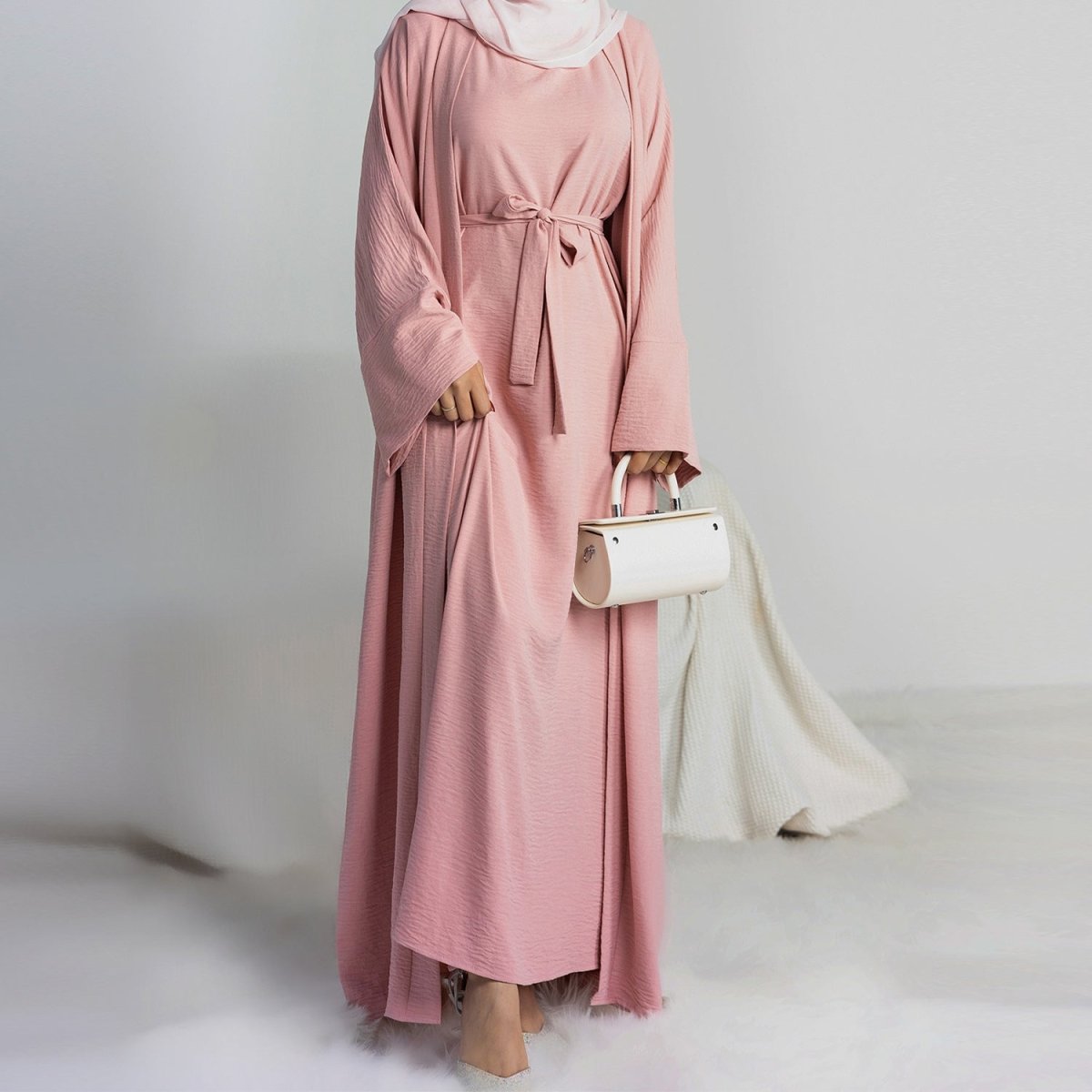 Crepe Pocket Open Abaya 3-Piece Set (MA002)