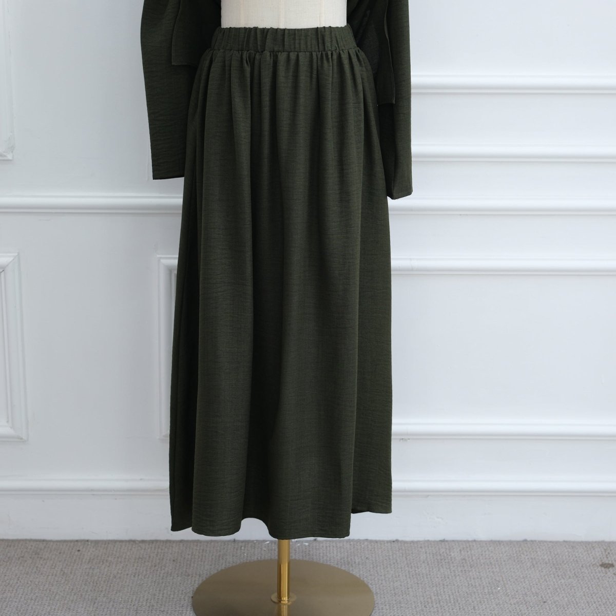 Cross-Wrap Waist Top & A-Line Maxi Skirt Set(MS475)