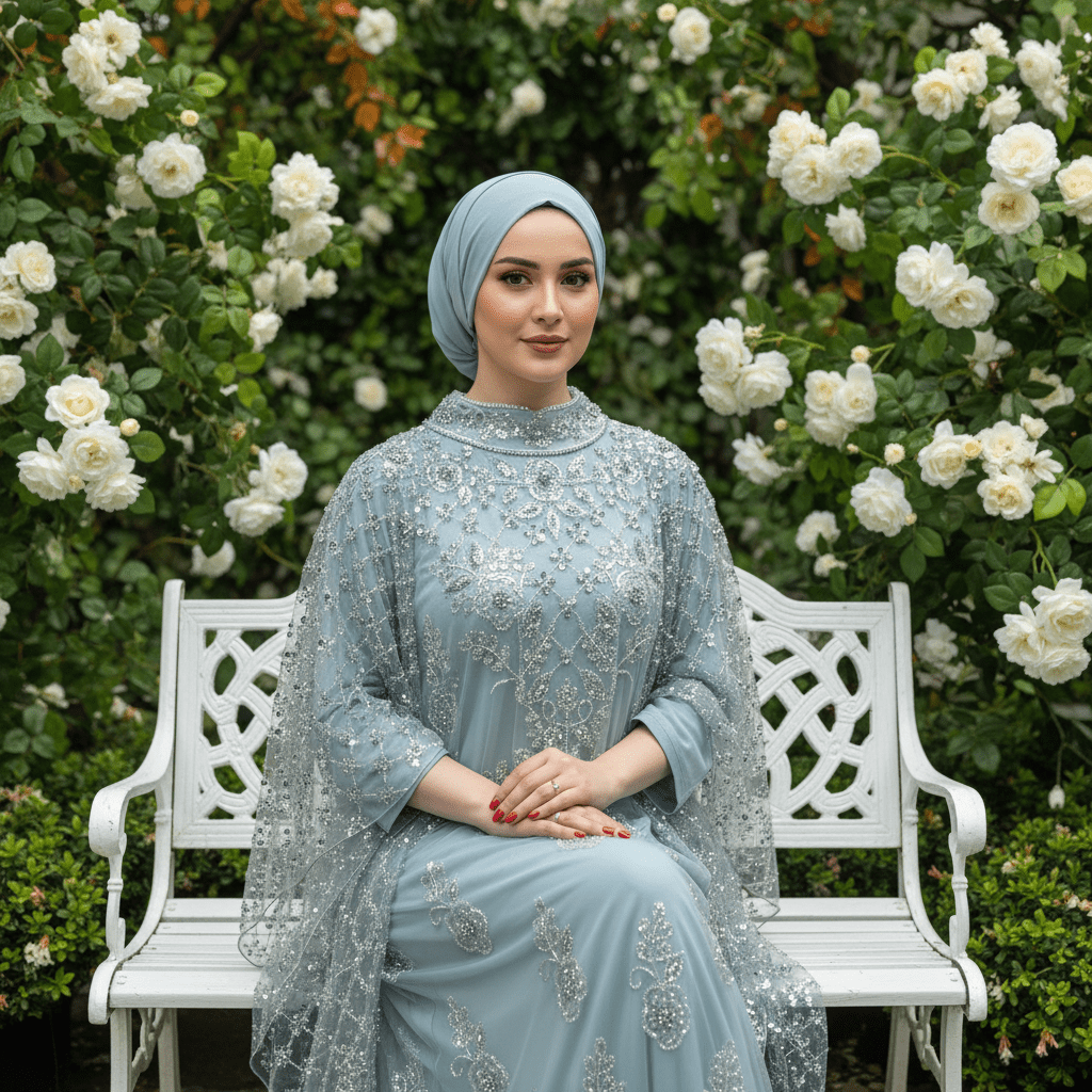 Crystal Beaded Cape Overlay Abaya Set (MA427)