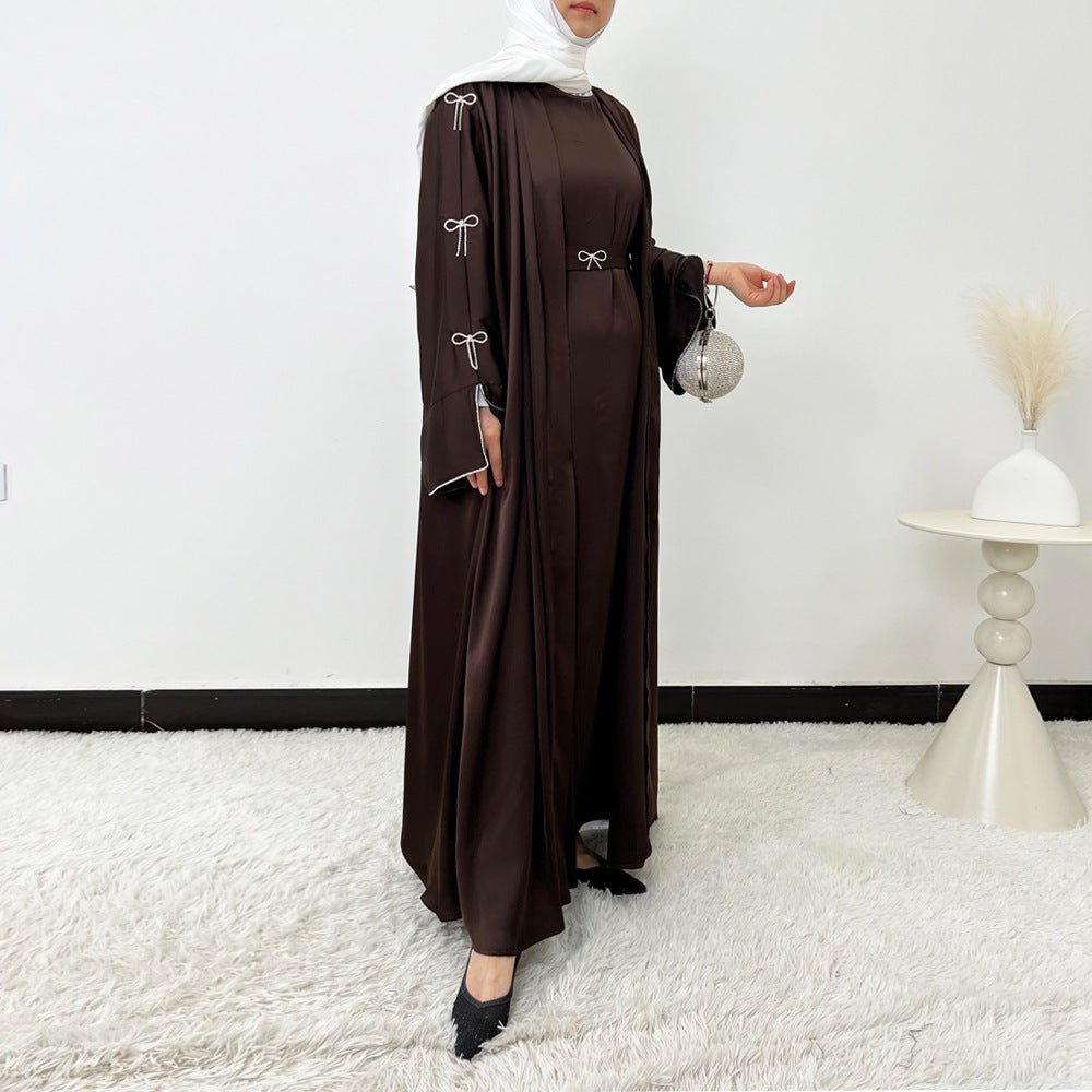 Crystal Bow Embellished Abaya 4-Piece Set(MOA253)