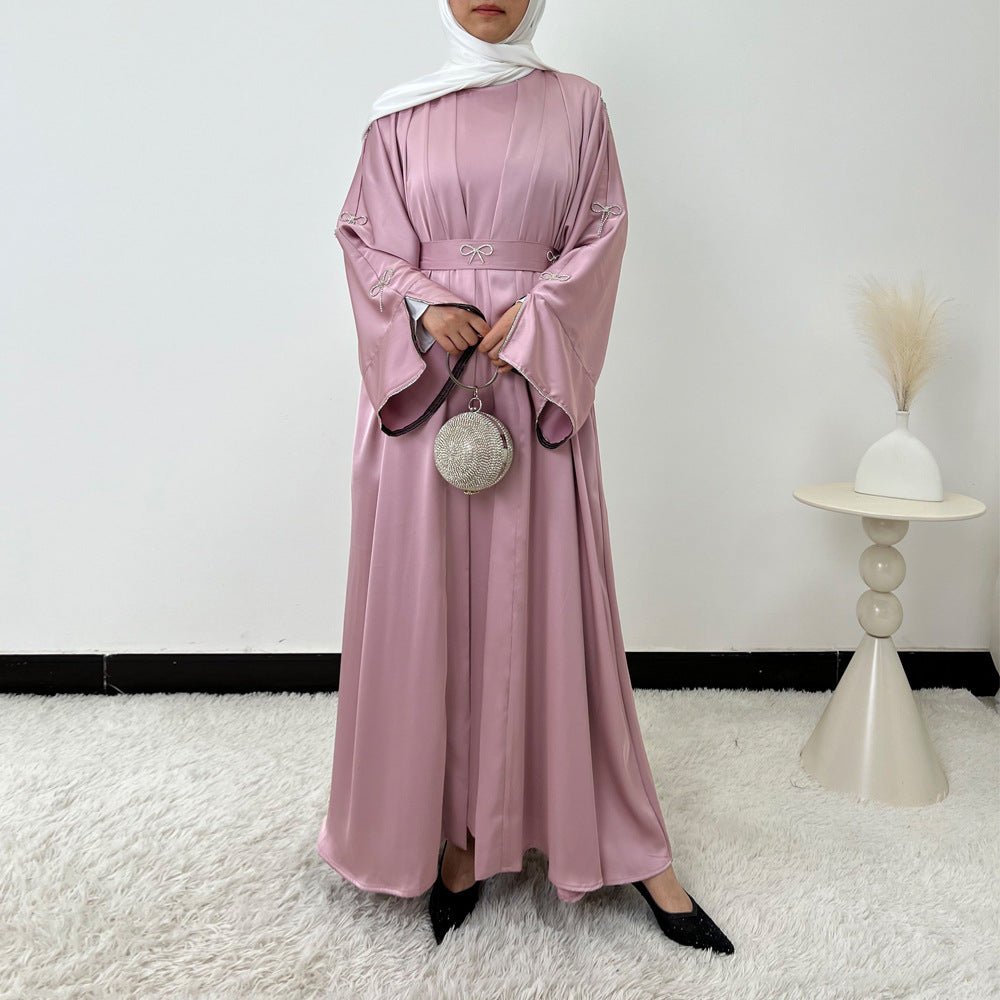 Crystal Bow Embellished Abaya 4-Piece Set(MOA253)