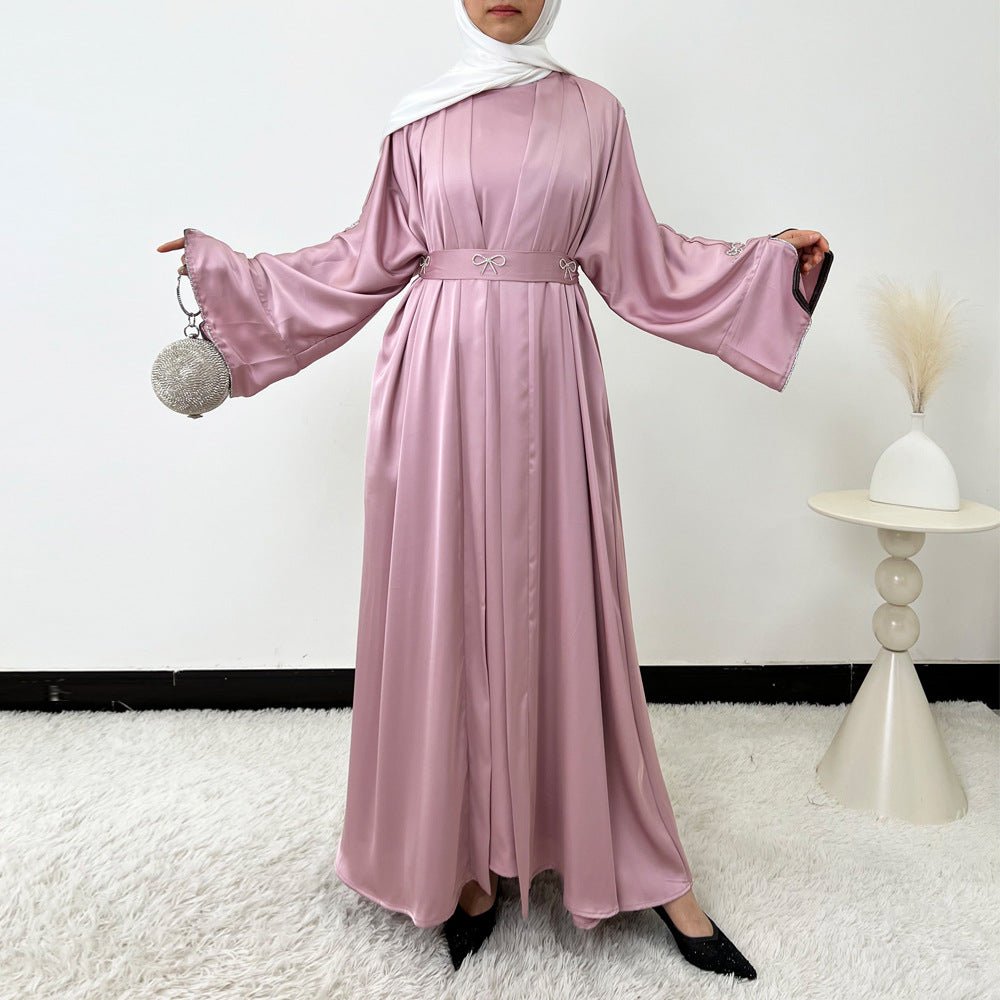 Crystal Bow Embellished Abaya 4-Piece Set(MOA253)