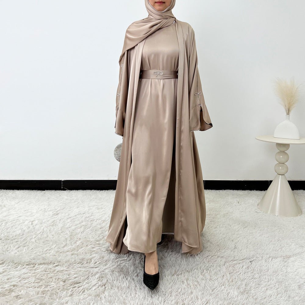 Crystal Bow Embellished Abaya 4-Piece Set(MOA253)