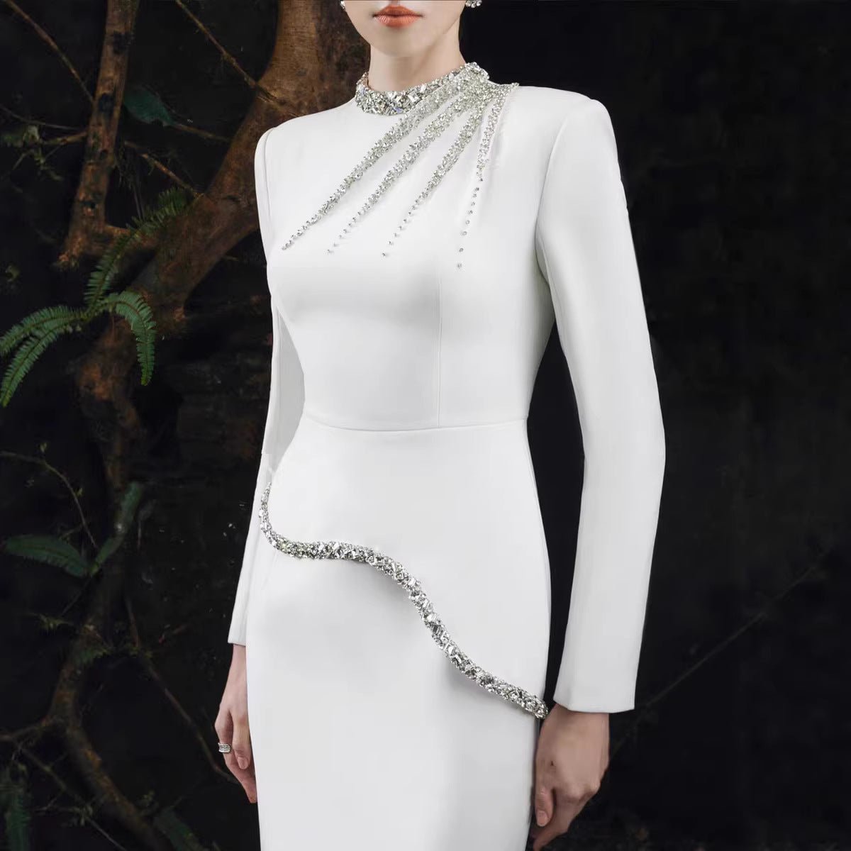Crystal Embellished Evening Gown(MS313)