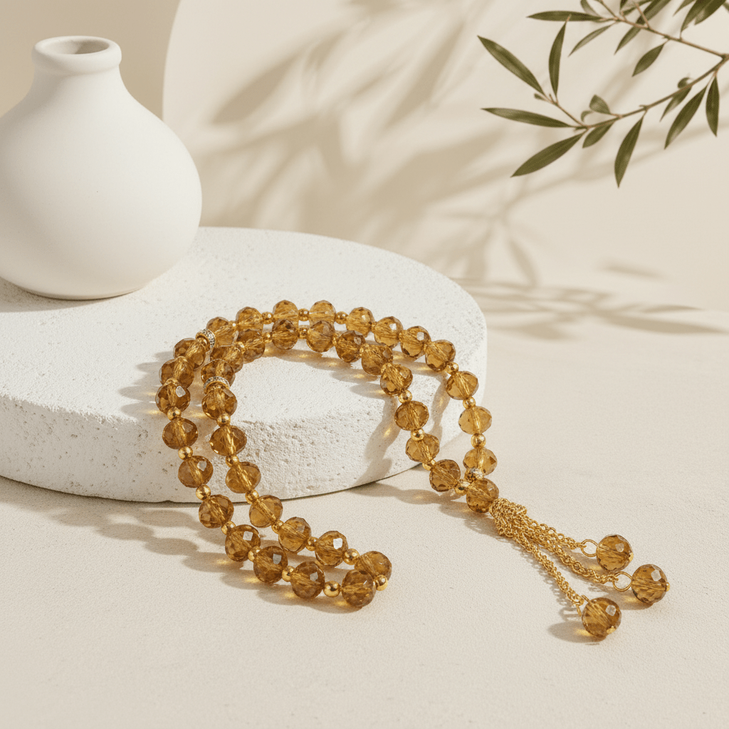 Crystal Glass Muslim Prayer Tasbeeh, 33pcs beads (MR039)