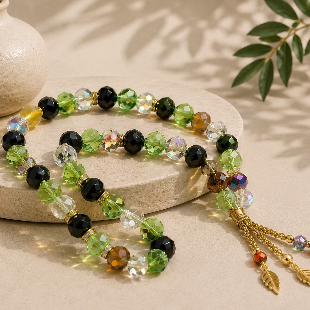 Crystal Glass Muslim Prayer Tasbeeh, 33pcs beads (MR039)