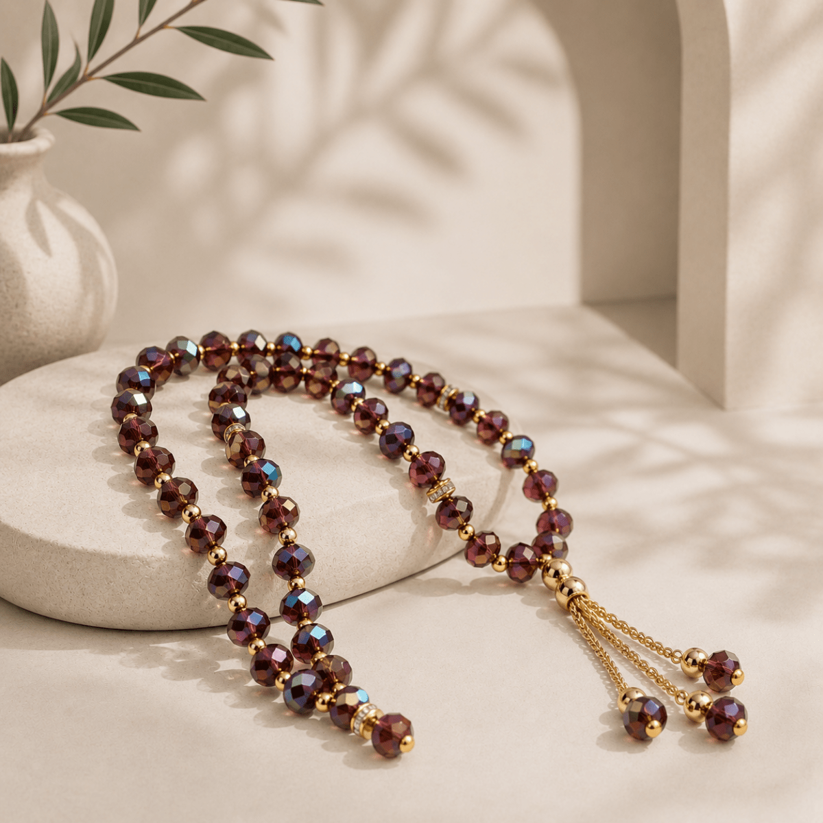 Crystal Glass Muslim Prayer Tasbeeh, 33pcs beads (MR039)