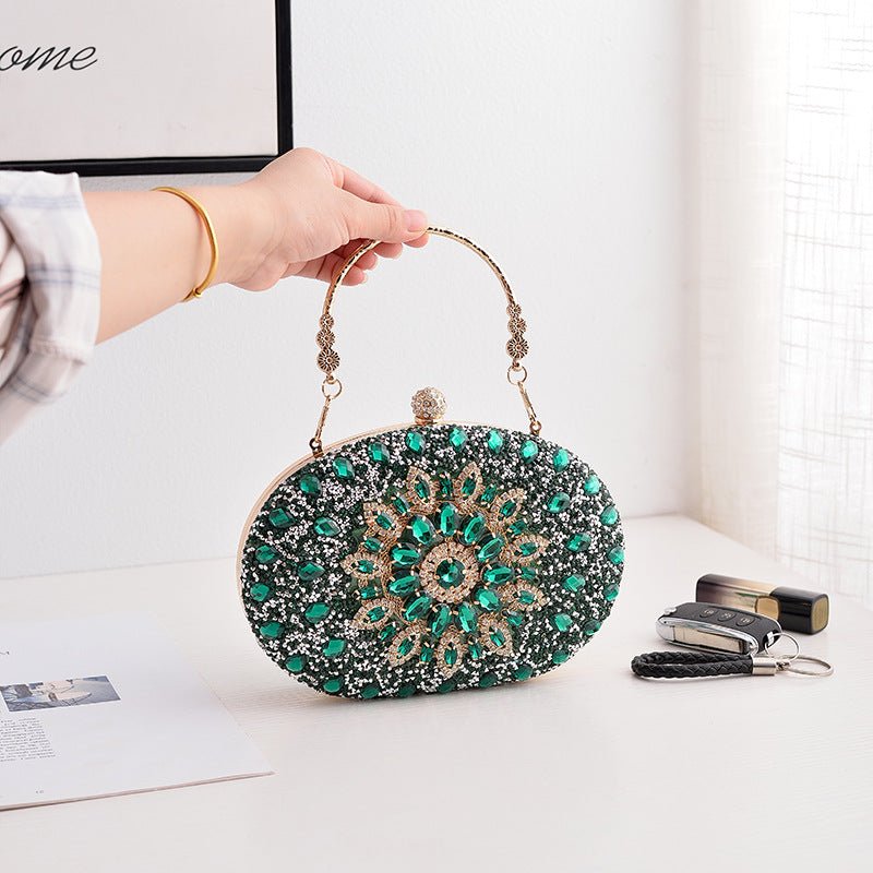 Crystal Sunflower Evening Clutch | Rhinestone Party Bag with Chain Handle(MAC356)