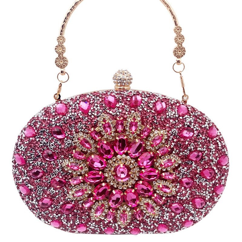 Crystal Sunflower Evening Clutch | Rhinestone Party Bag with Chain Handle(MAC356)