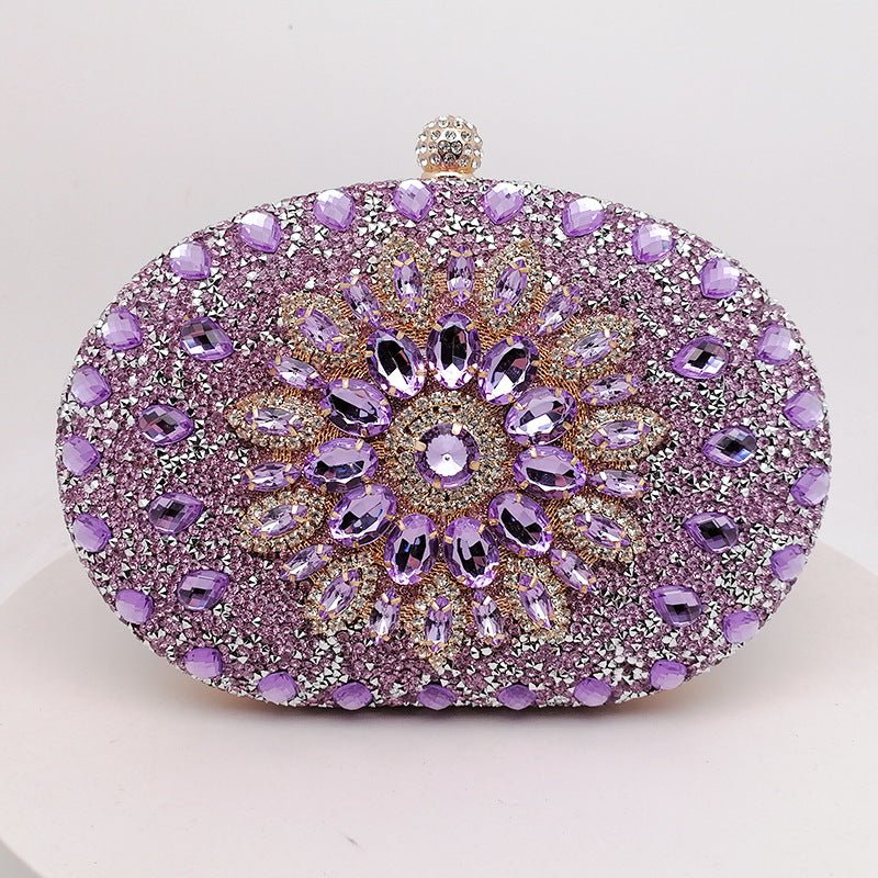Crystal Sunflower Evening Clutch | Rhinestone Party Bag with Chain Handle(MAC356)