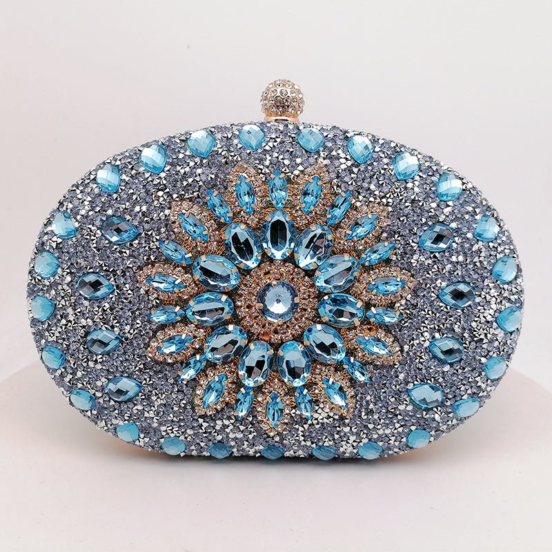 Crystal Sunflower Evening Clutch | Rhinestone Party Bag with Chain Handle(MAC356)