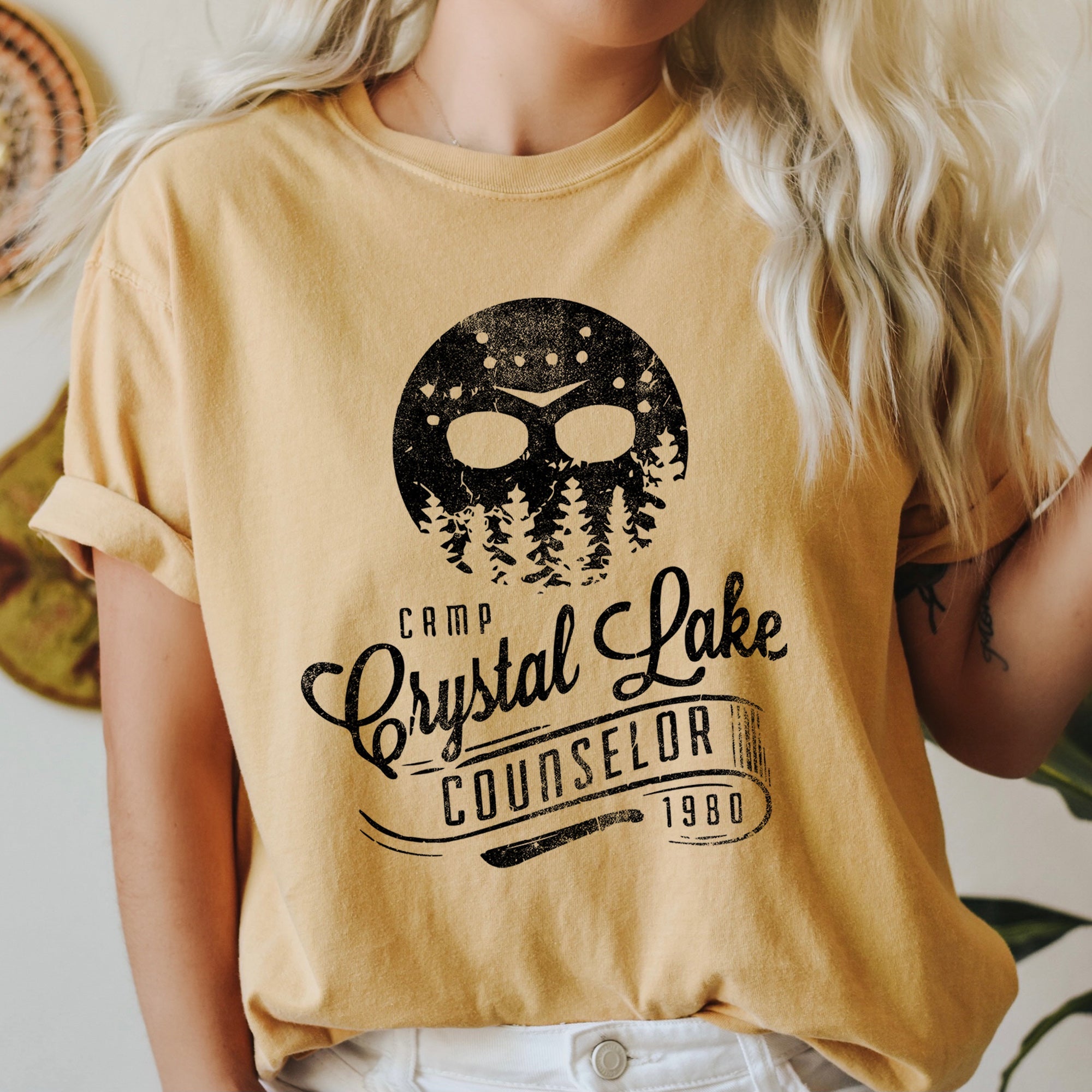 Camp Crystal Lake Counselor Retro Halloween Slasher Theme Limited Edition Comfort Colors Tee