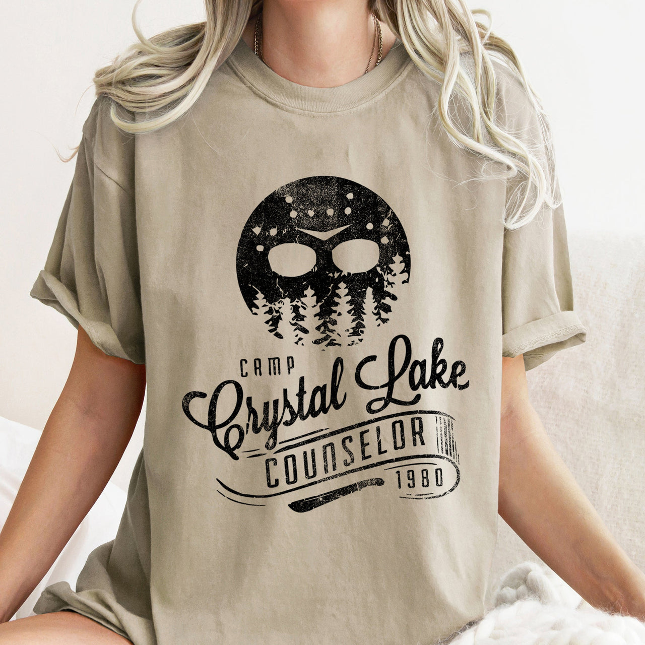 Camp Crystal Lake Counselor Retro Halloween Slasher Theme Limited Edition Comfort Colors Tee