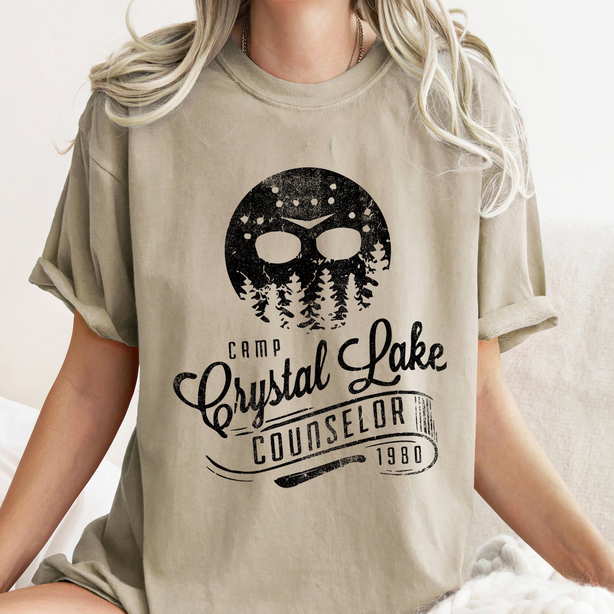 Camp Crystal Lake Counselor Retro Halloween Slasher Theme Limited Edition Comfort Colors Tee