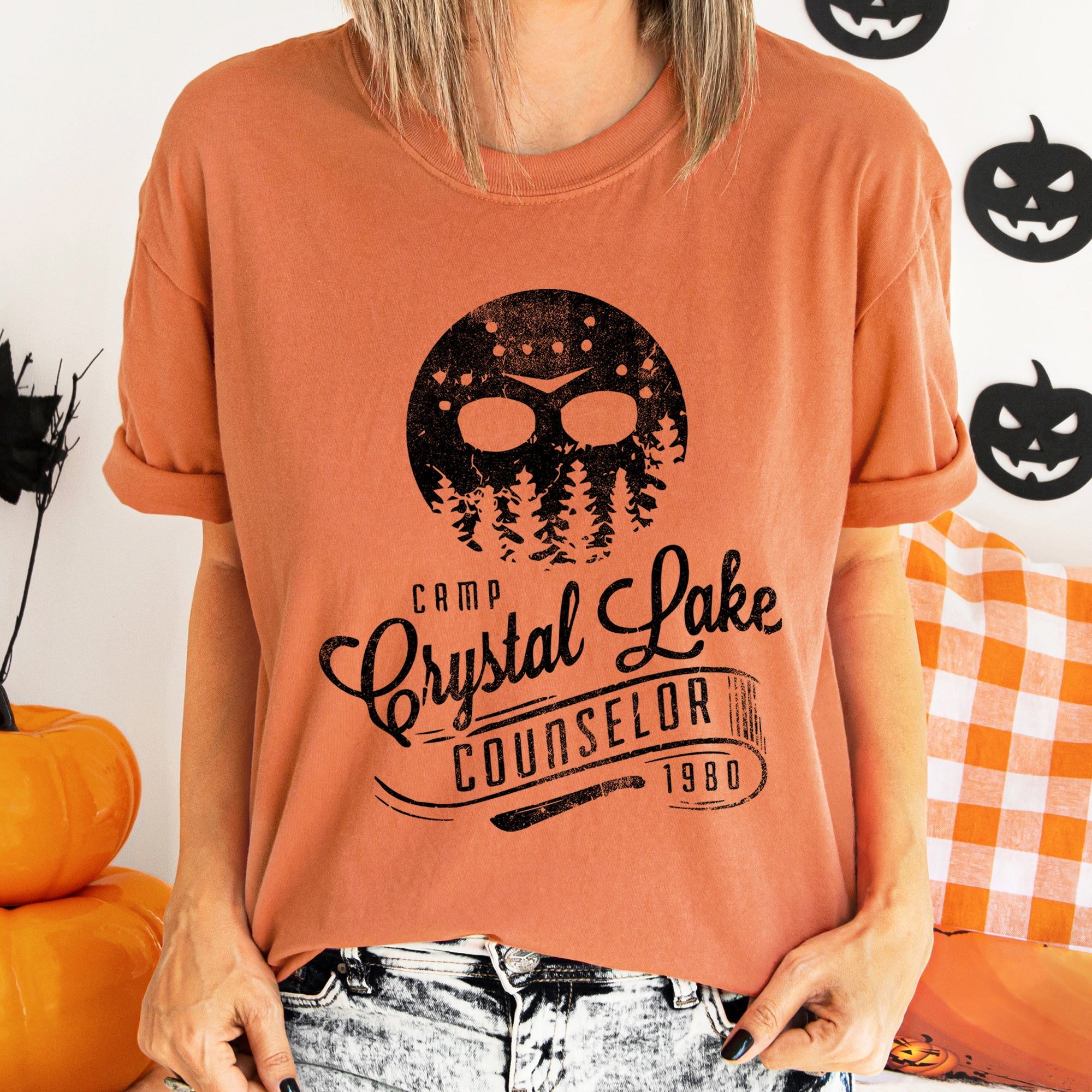 Camp Crystal Lake Counselor Retro Halloween Slasher Theme Limited Edition Comfort Colors Tee