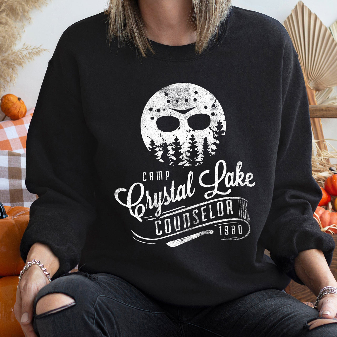 Crystal Lake Vintage Halloween Night Scene Collection Premium Edition Sweatshirt